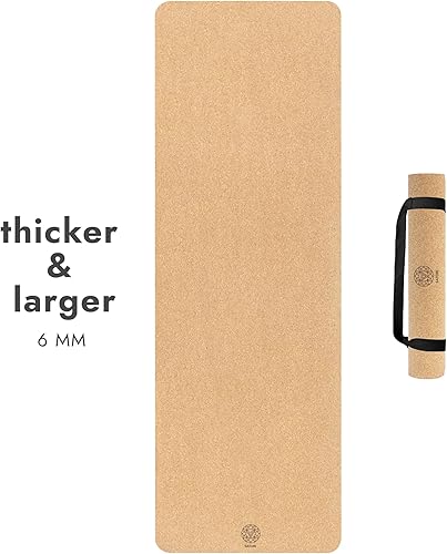 Miniatura 3 de Esterilla de yoga de corcho con base de goma natural, tamaño extra, grosor y soporte, excelente cojín y agarre, antideslizante, no tóxico,