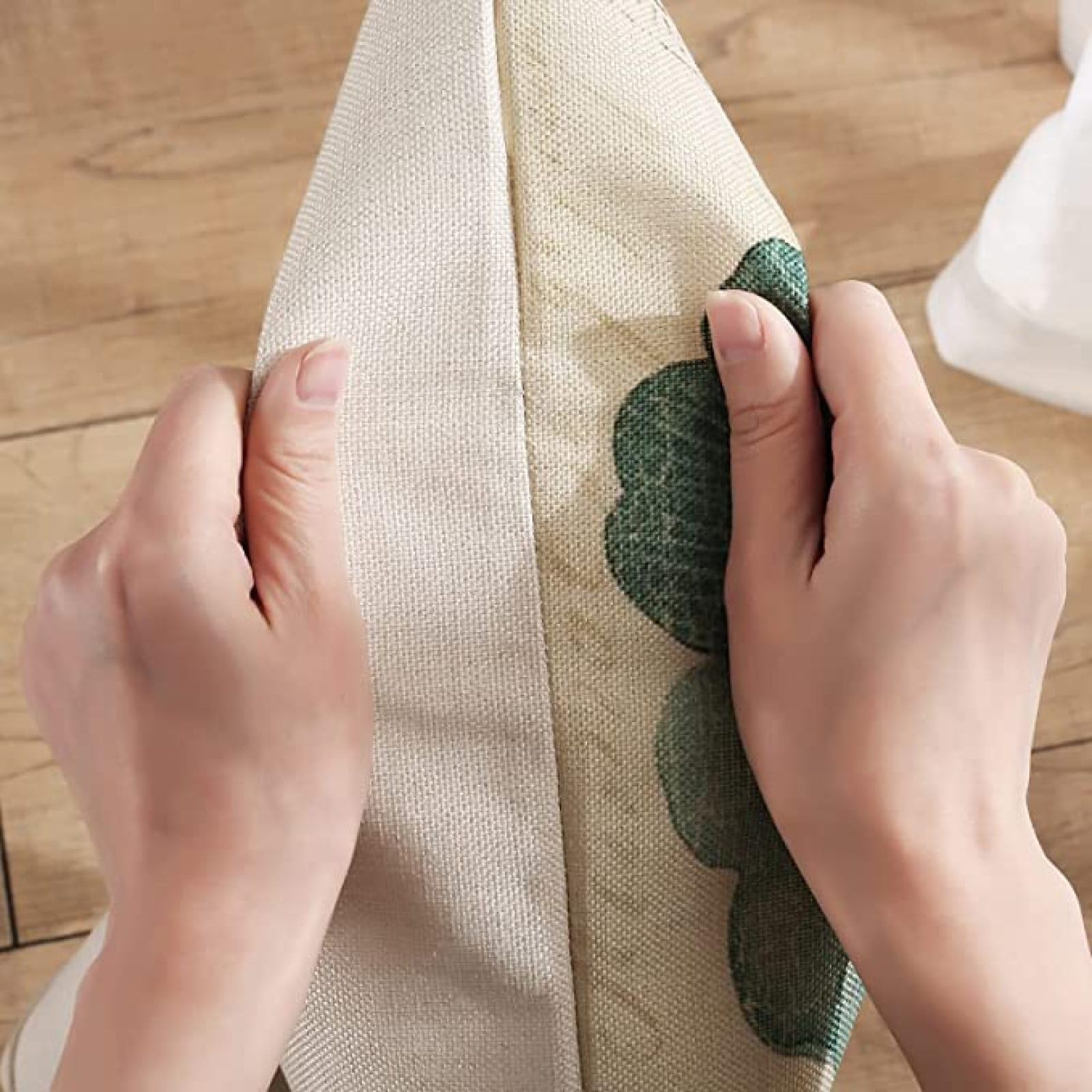 Set di 4 Federe Cuscini Divano 55x55cm, Foglie Fodere per Cuscini Esterno Impermeabil Lino Copricuscini Divano, Balcone Soggiorno Sedia Letto Salvia verde Cuscino per Divano Esterno Giardino HZ-11567