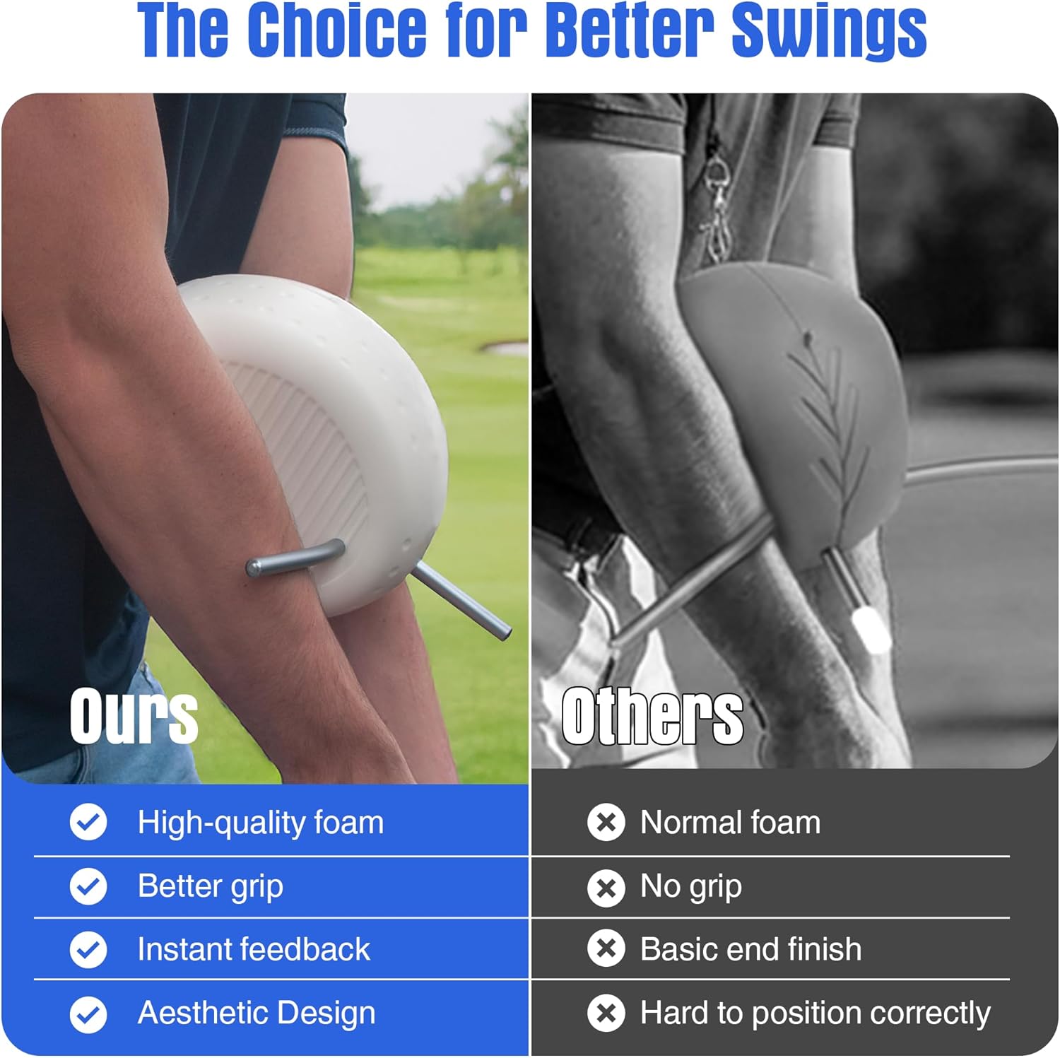 The Connector Golf Training Aid by Swing Assist – Golf Swing Trainer and Golf Connector for Arm Connection, Tempo, Consistency, Posture Correction | Portable Textured Grip Foam