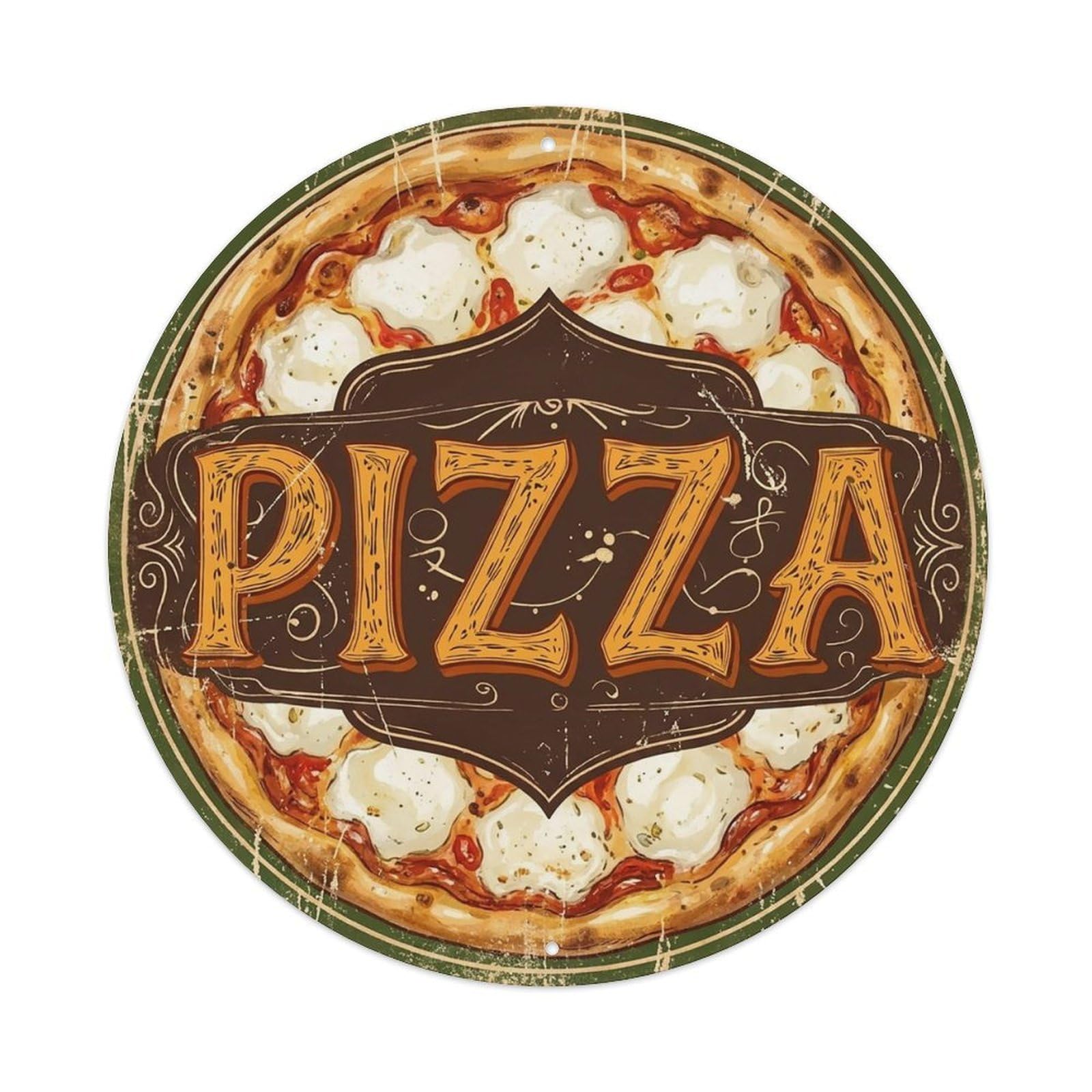 Yrnq 8X8inch Vintage Style Vintage Pizza Fresh Cheese Food Decoration Metal Tin Sign