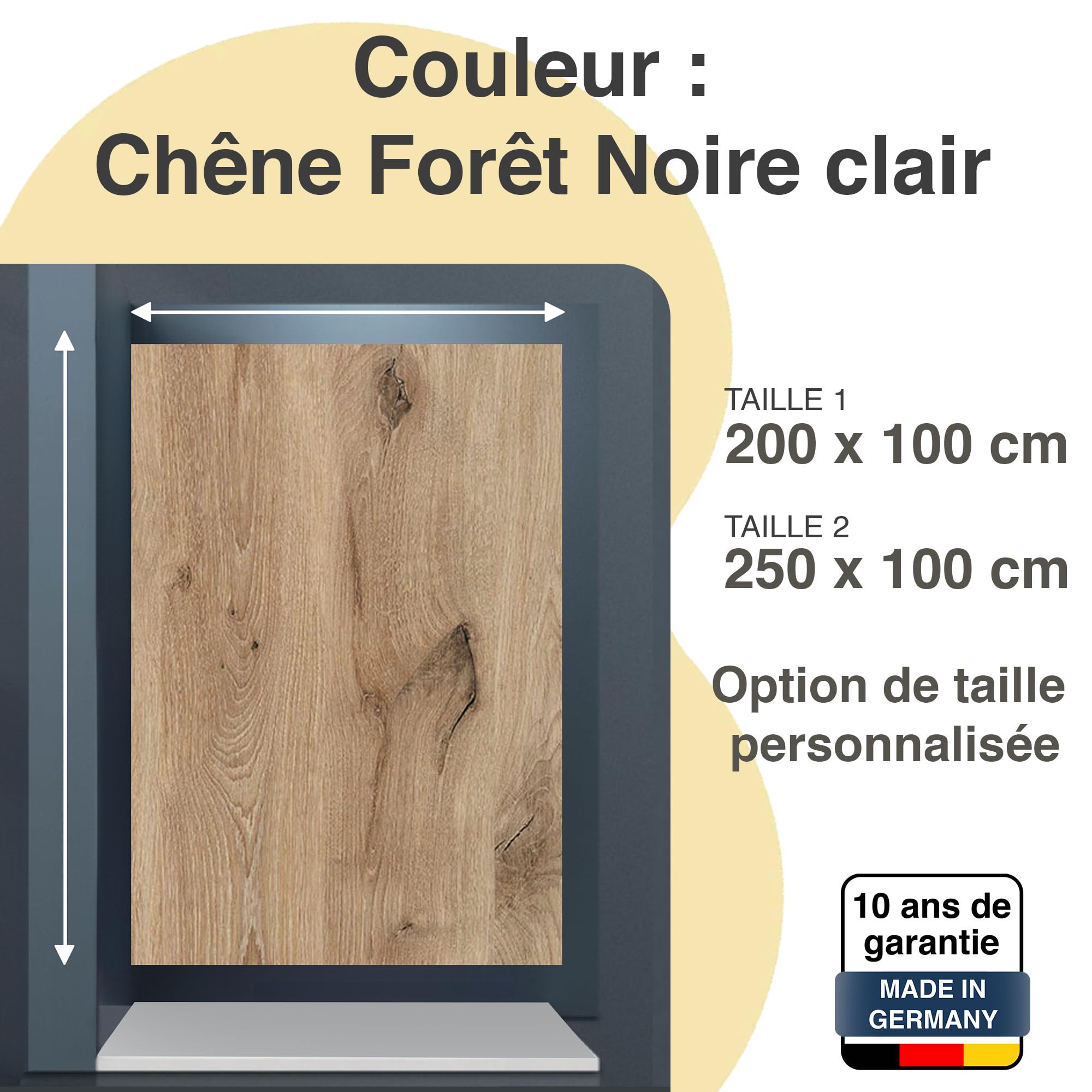 WALLando Panneau mural de douche (Chêne Forêt Noire clair/250x100cm) – Panneau en PVC facile à installer & résistant à l'humidité – Revêtement mural premium – Fabriqué en Allemagne