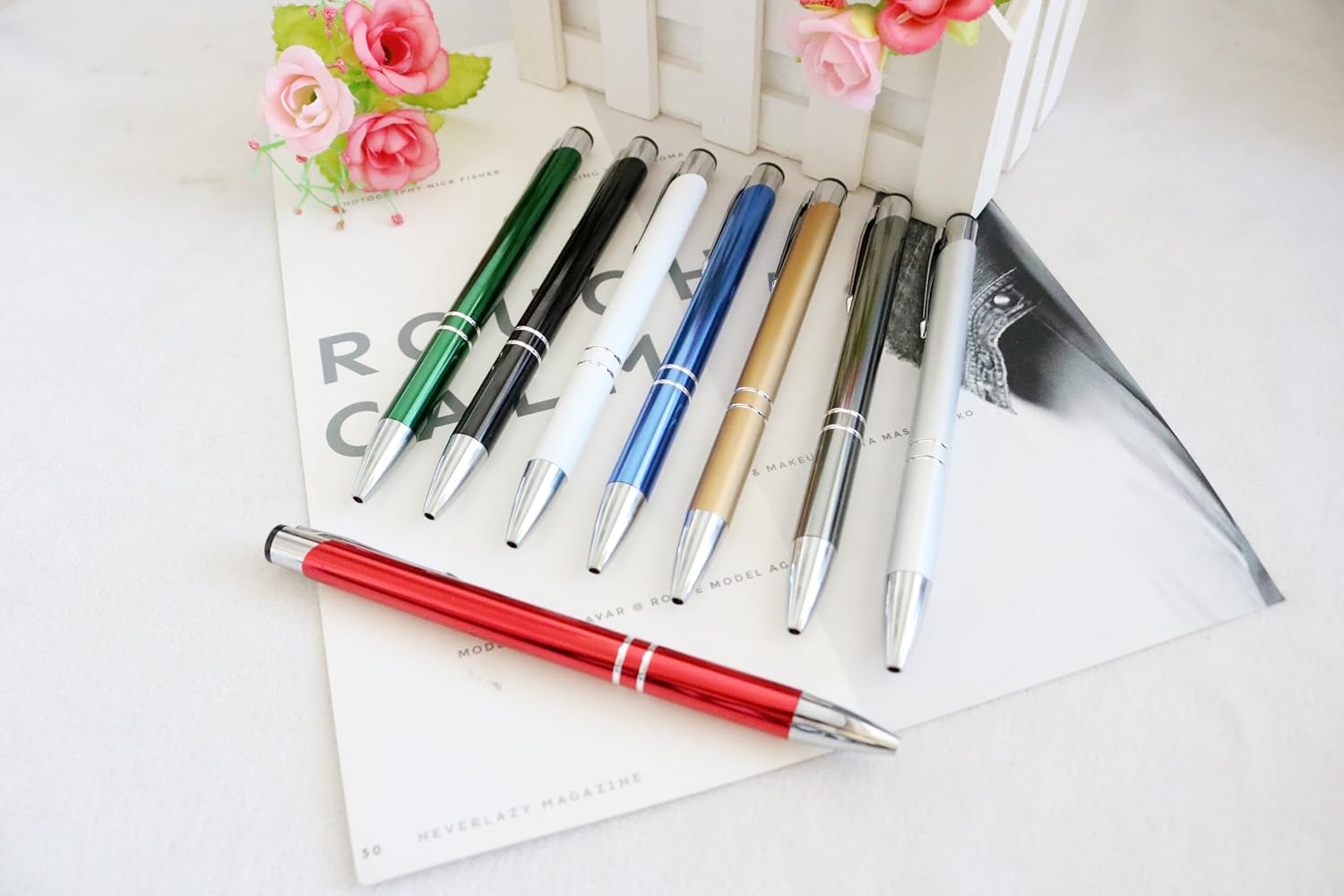 personalized pens with Black Ink - custom pens personalized with Blue Ink - Business Metallic ballpoint-pens Advertising - personalized pens with name (30 Count (Pack of 1), Multicolor)