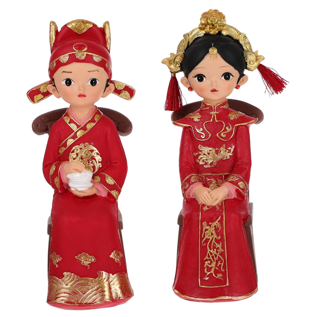 ORFOFE Figurines Mariés Style Chinois Décoration Mariage Et Cadeau pour Couple Statue Résine pour Intérieur