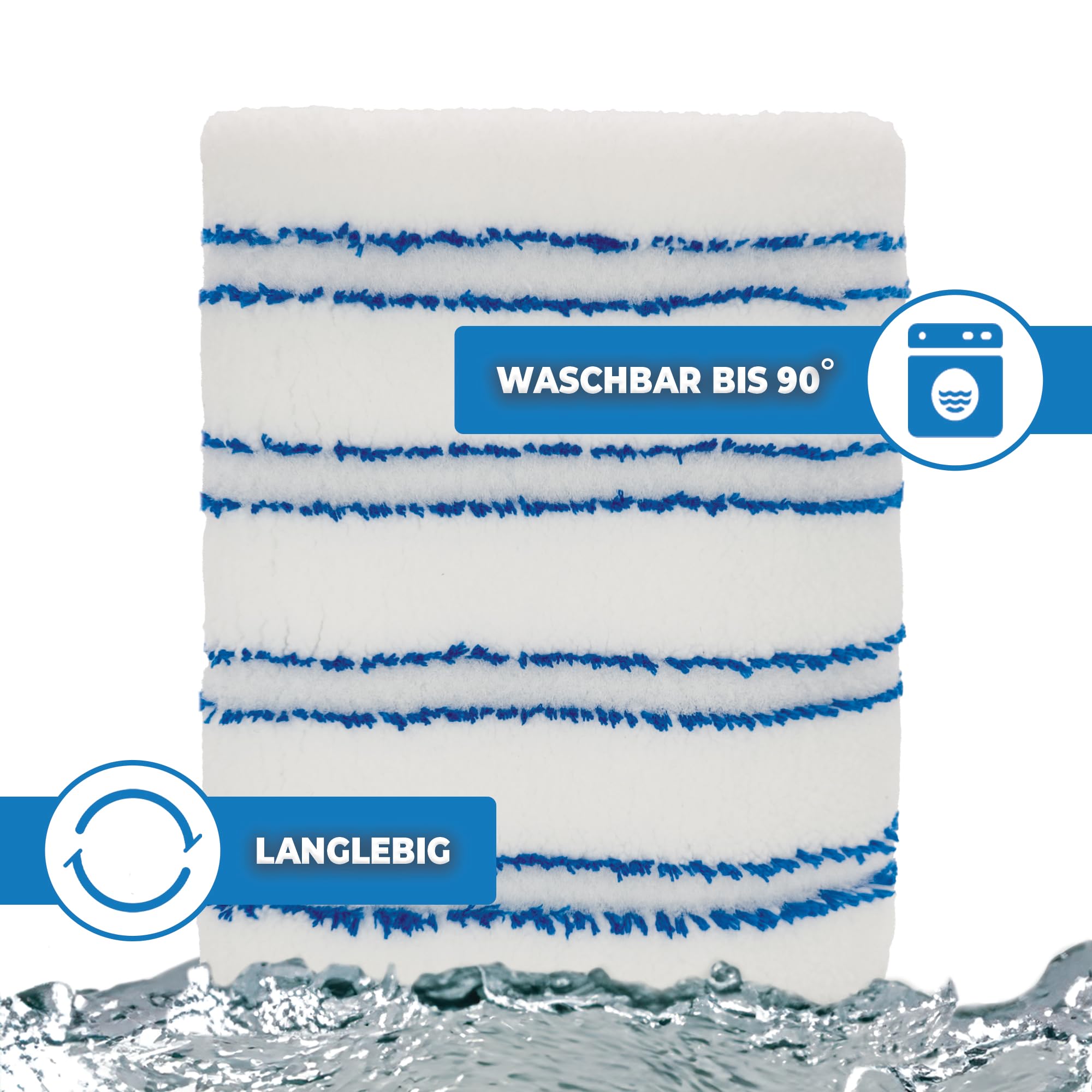 10x Profi Microfaser-Möppe für Gewerbetreibende - Wischmöppe für 50cm Mopphalter - Wischbezüge mit Abrasivstreifen - Professionelle Taschenbezüge - auch als 100er-Pack wählbar