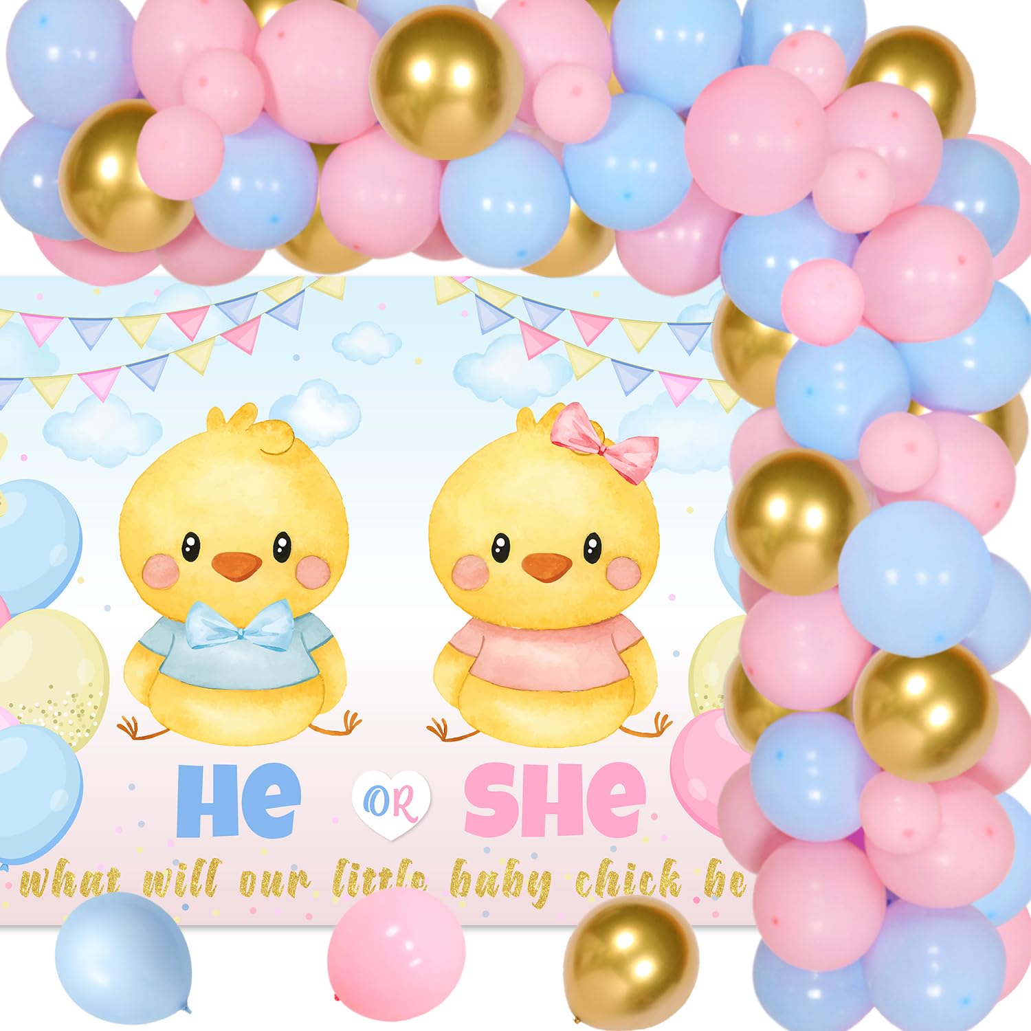 Baby Shower Dekoration 'A Little Chick Is About To Hatch' – Banner Mit Küken-Motiven, 14-teilig