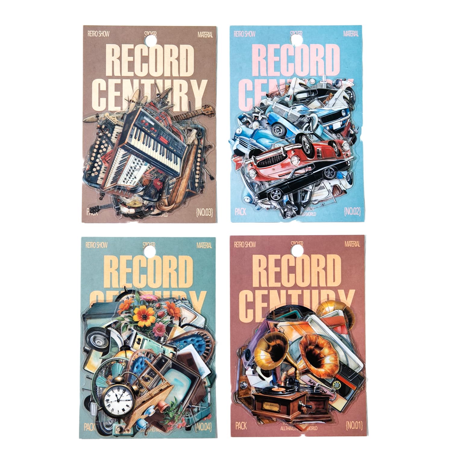 Alideco 120pcs Scrapbook Stickers Vintage Items Cars Musical Instruments Scrapbooking Junk Journal Crafts Embelishment Decoration Stickers (shijiliusheng)