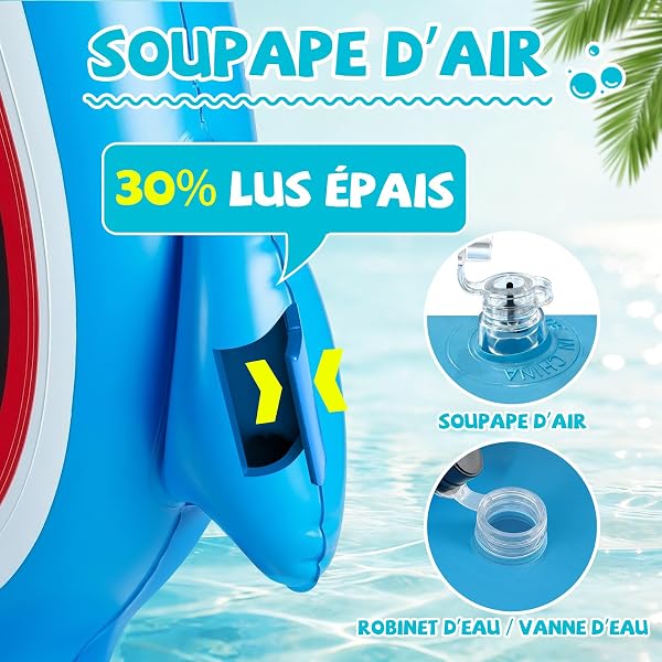 Jeu Fléchette Gonflable Piscine, Cible Fléchette Requin avec 10 Balles Velcro, Jouet Piscine pour Enfant Adulte, Jeux Piscine Gonflables, Jeu de Lancer pour Famille Jardin (sans Lumière) - 4