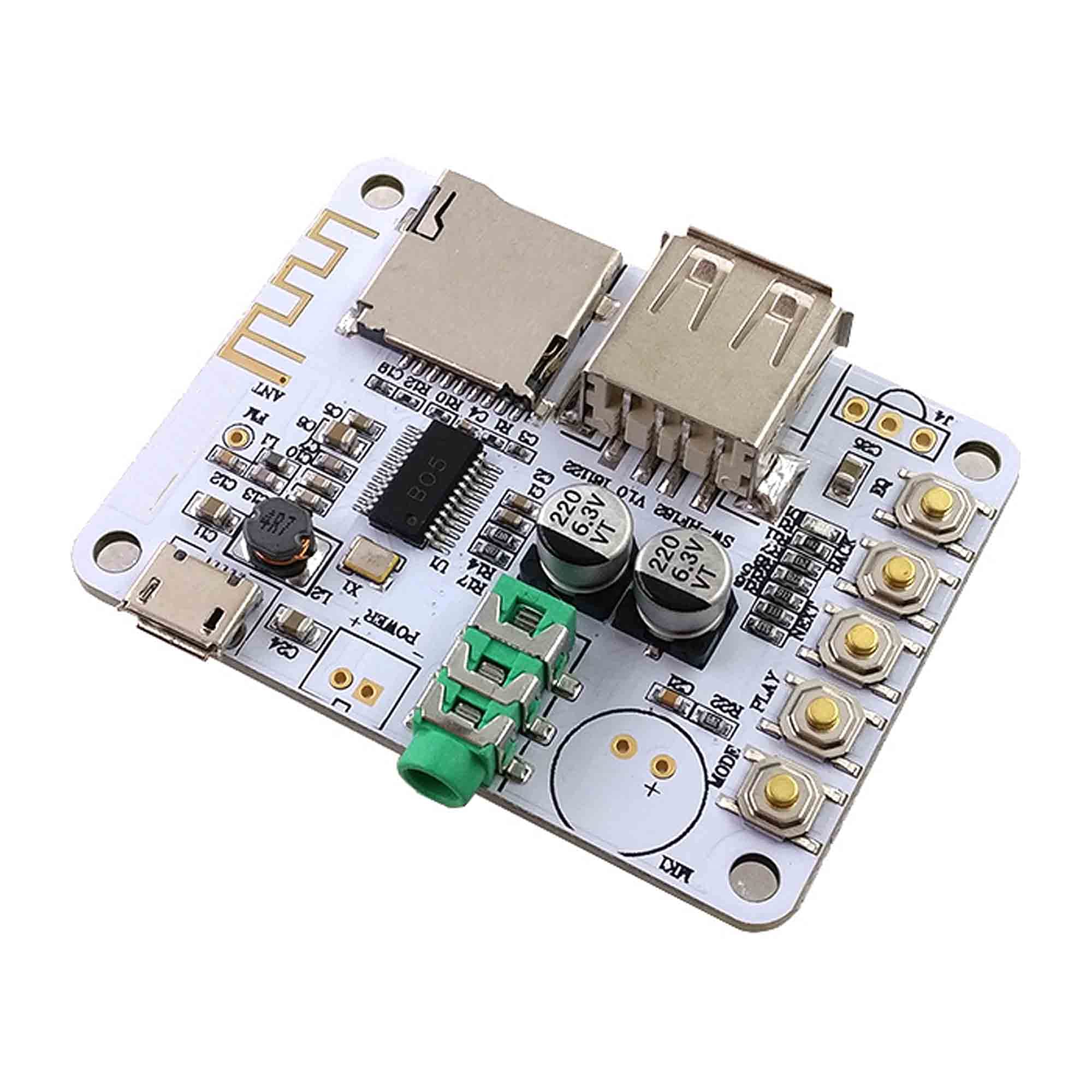 Reland Sun Audio Receiver board with USB TF card Slot decoding playback preamp output 5V Stereo Music Module (Board)