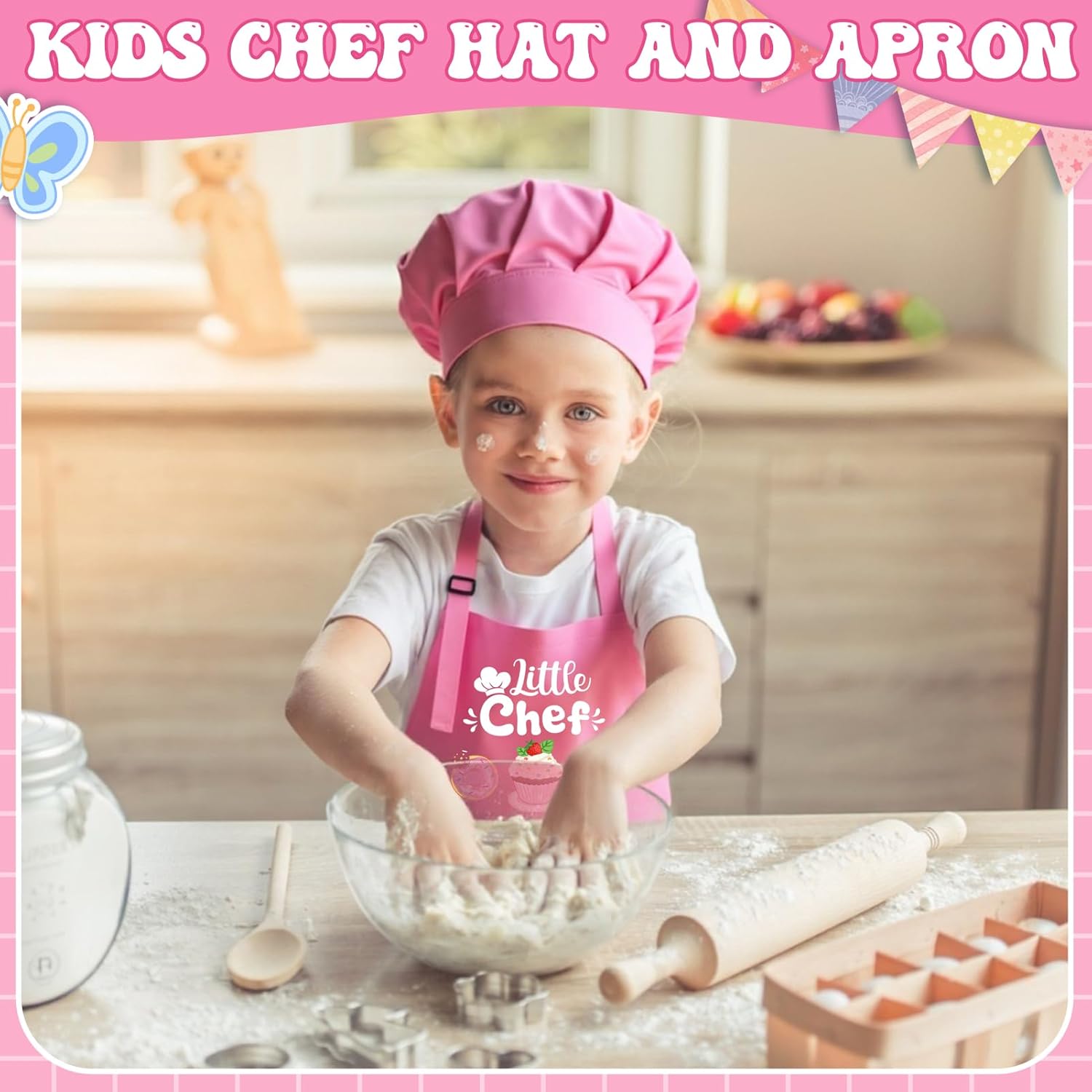 2 Pack Parent and Child Aprons Set, Mommy and Me Adjustable Kitchen Aprons with Pockets Adults Kids Matching Apron - Image 4