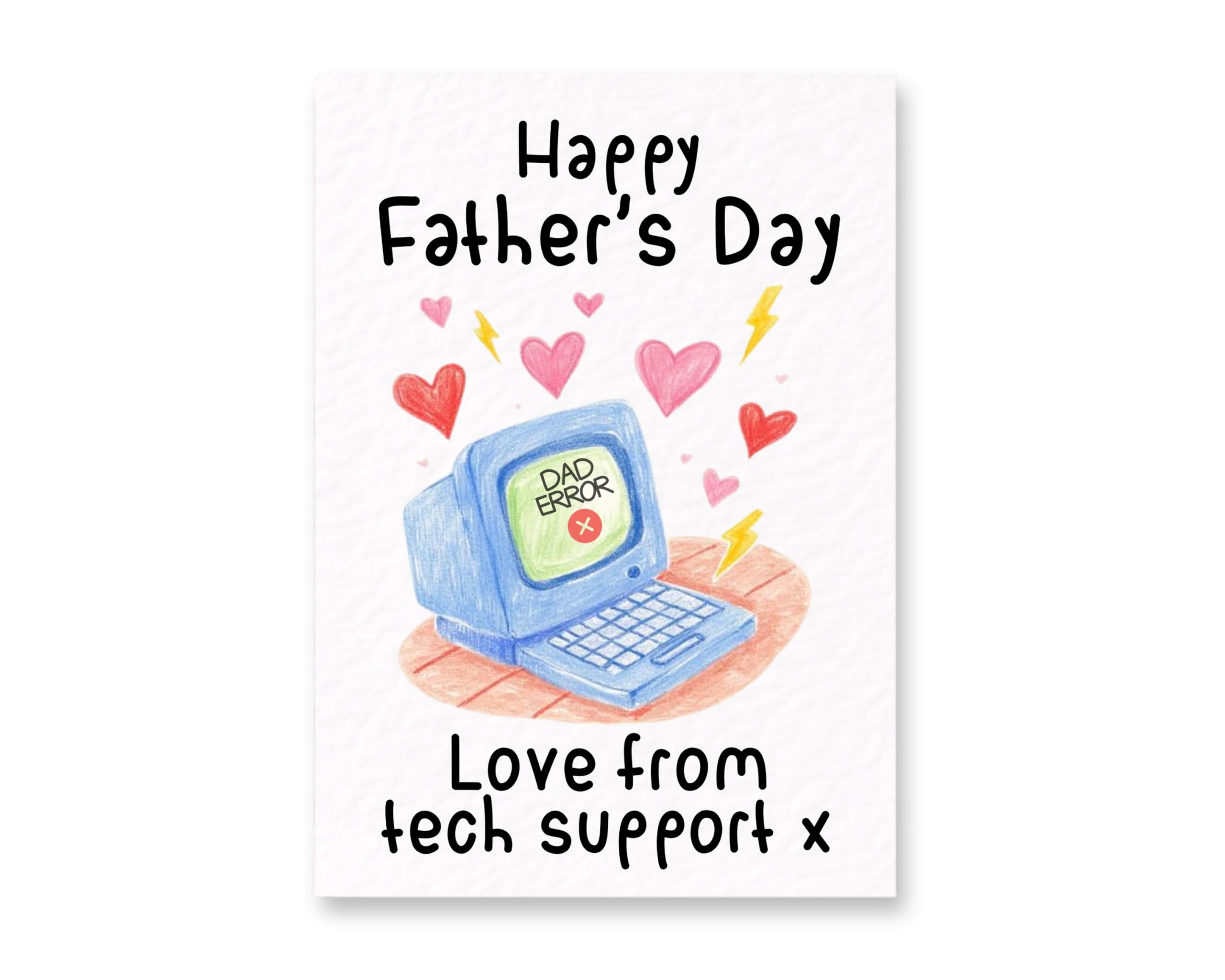 Tech Support, Fathers Day Greeting Card, Laptop, Computer Wizard, Funny Tech Dad Gift