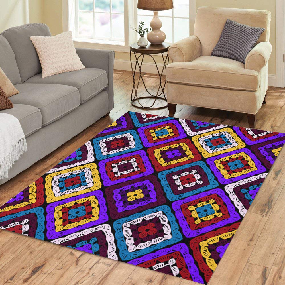 Crochet Granny Square Rug EMBROIDERY & ORIGAMI