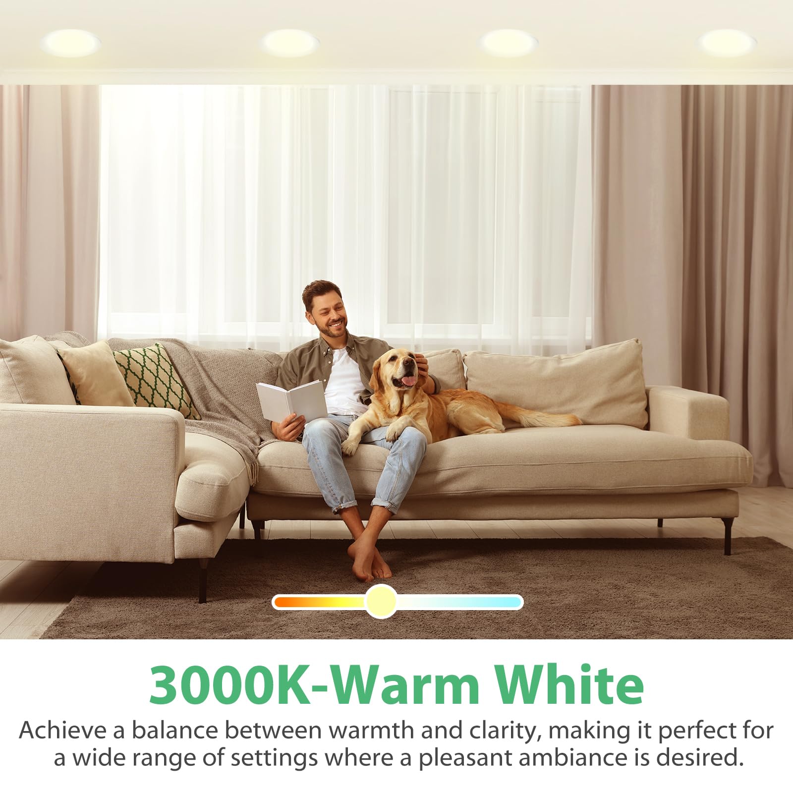 12 Pack BR30 LED Recessed Light Bulb Dimmable Indoor Flood Light Bulbs CRI80 7W Equivalent 65W 3000K Warm — view 3