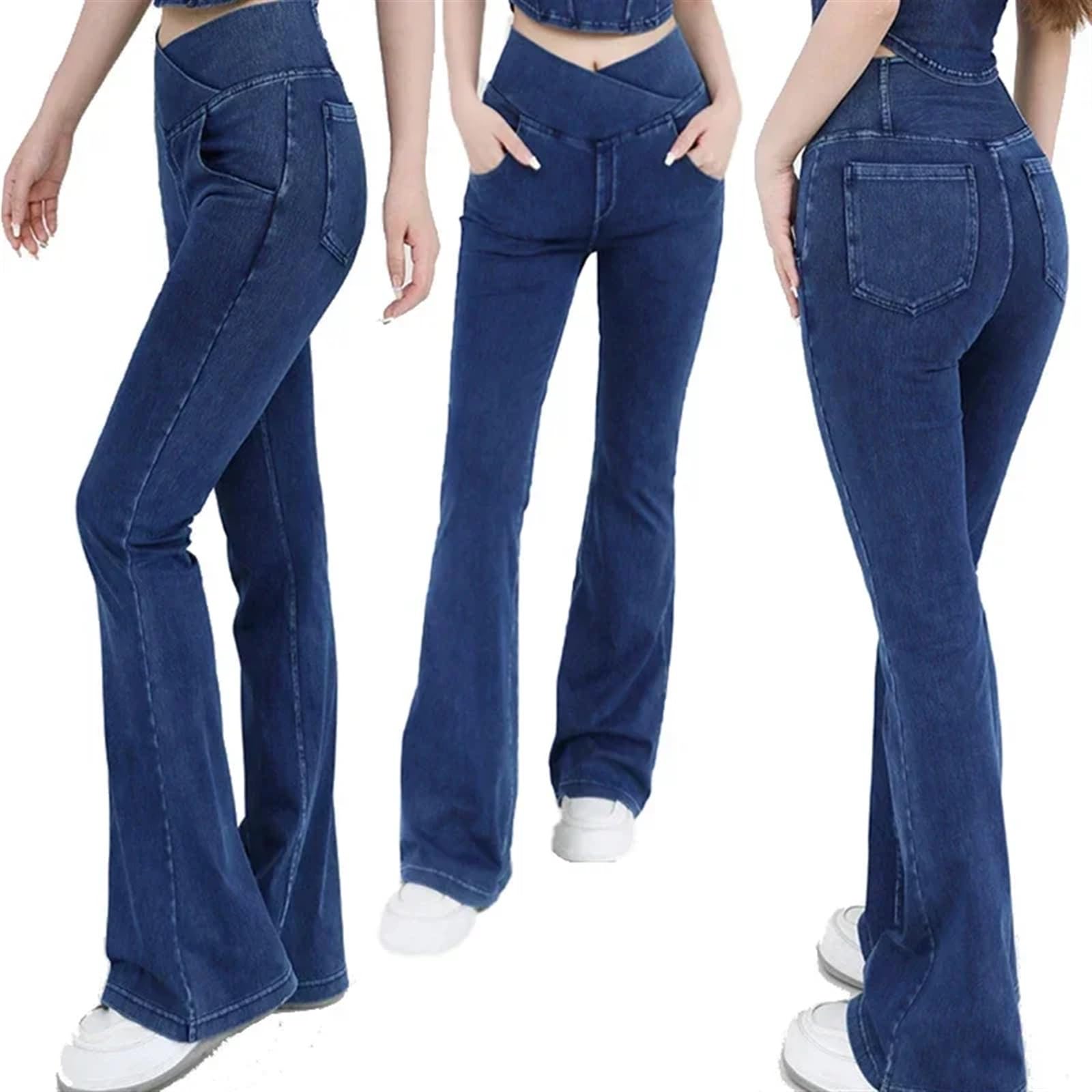 Pantaloni a Zampa da Donna - Jeans Elasticizzati in 4 direzioni, Pantaloni Casual a Zampa d'elefante, Pantaloni da Palestra Elastici, Traspiranti(Black Pants,XXL)