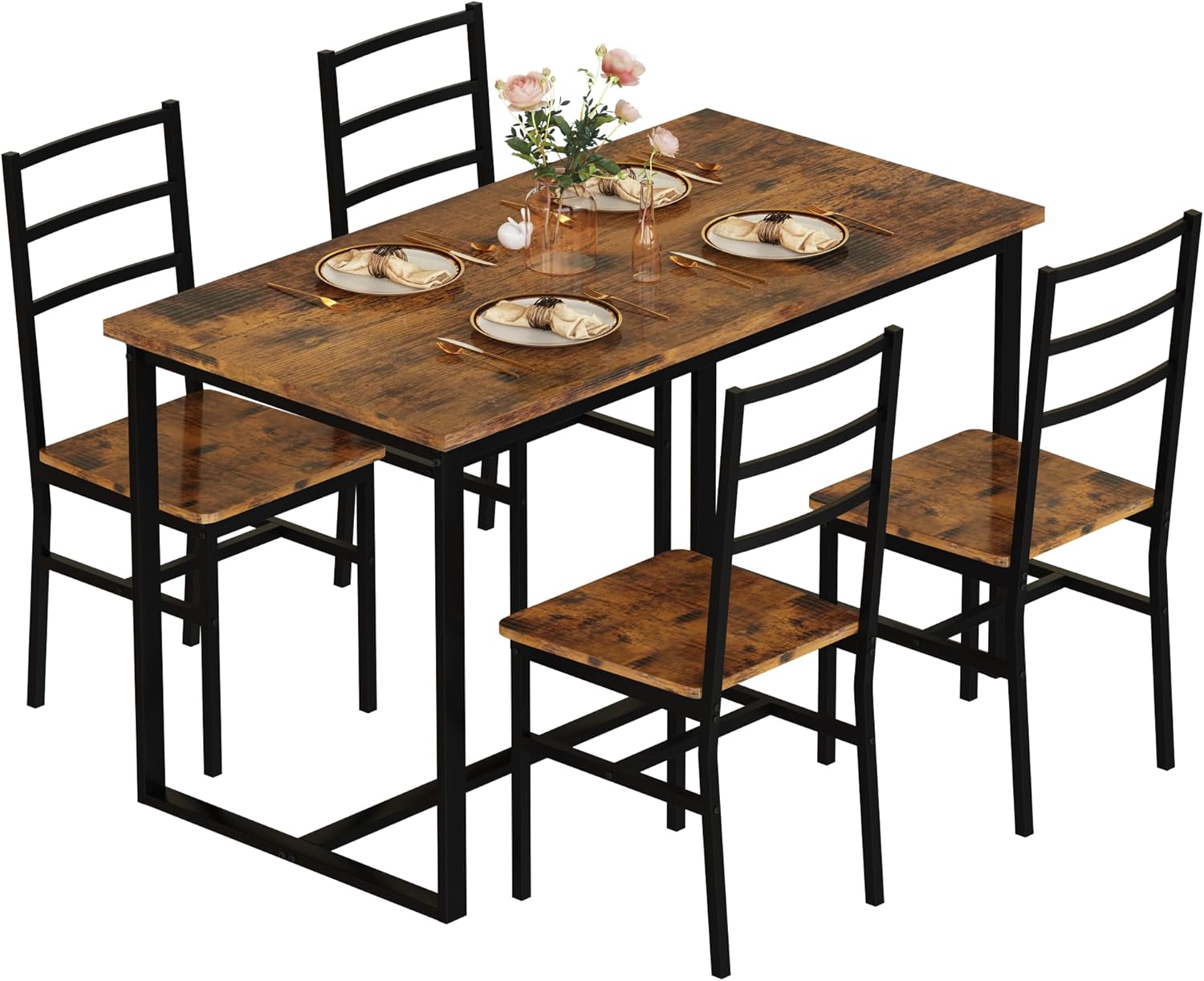 Amazon.com - AWQM 47” Dining Table Set for 4, Kitchen Table Chairs Set ...