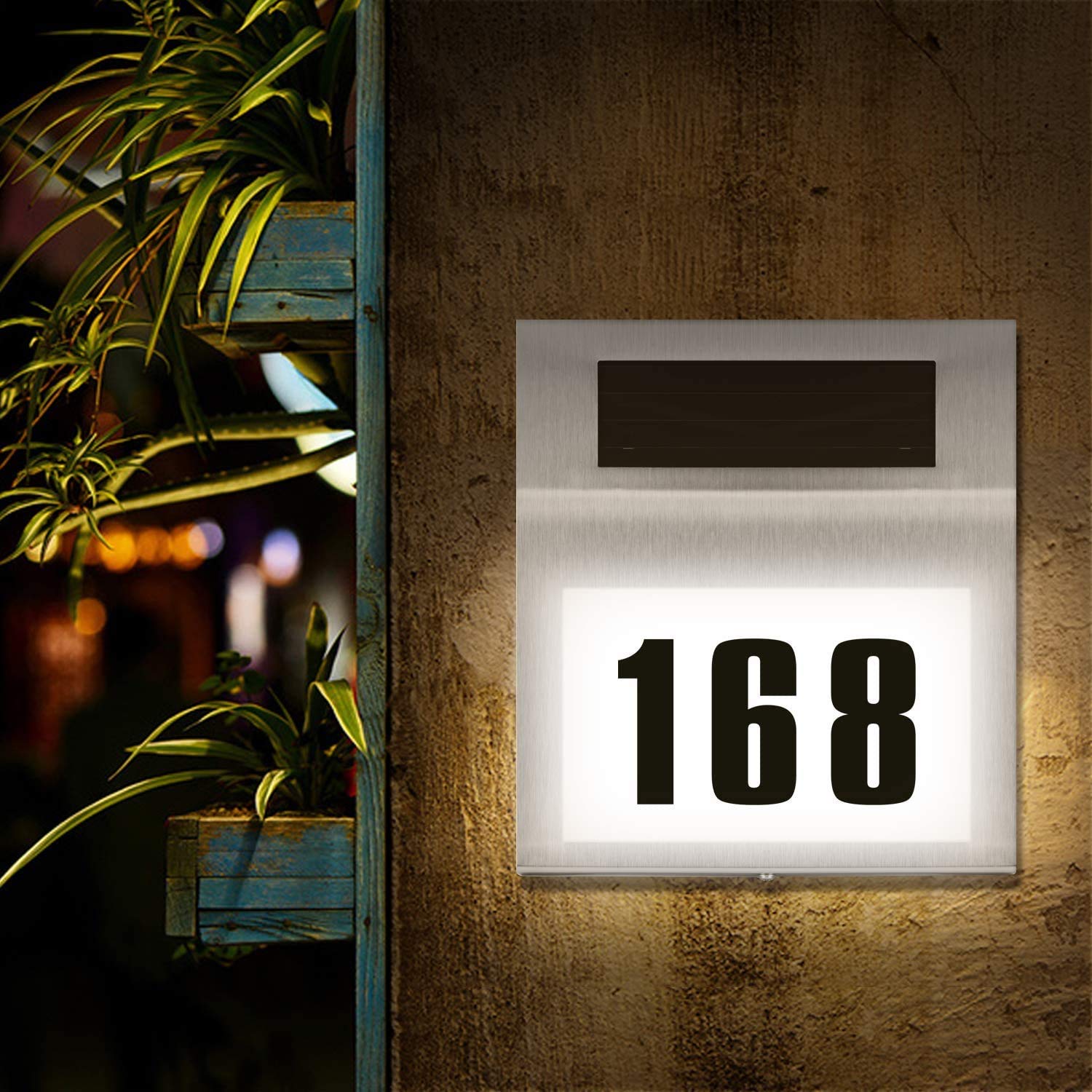 Solar House Numbers Light, Jingrong Lighted House Numbers Sign Plaque