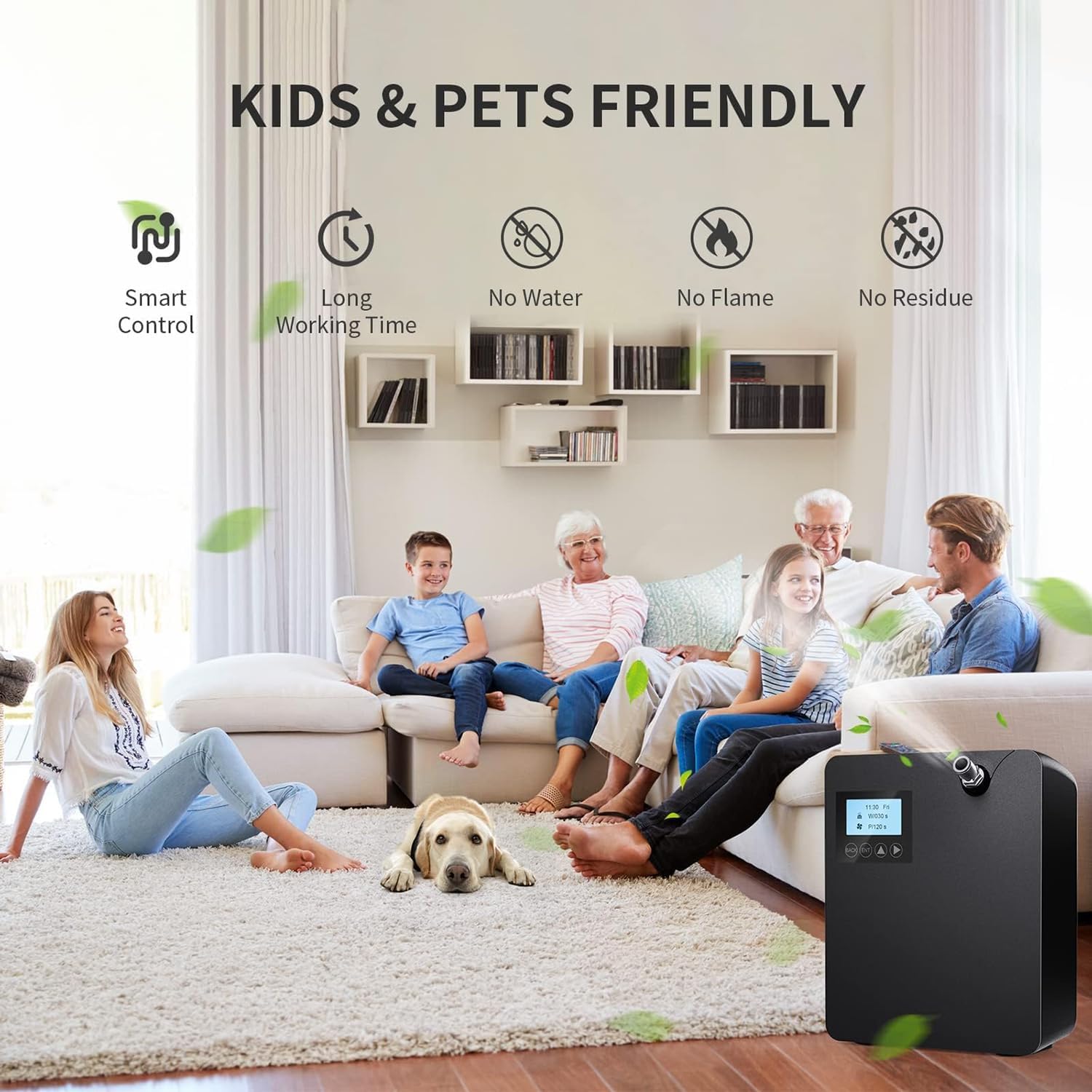 Smart Scent Air Machine 300 ML, bezwodny dyfuzor olejków eterycznych do aromaterapii z technologią nebulizacji, 2000 SQFT pokrycia Dyfuzor zapachowy HVAC do domu, hotelu, spa, sterowanie Bluetooth i W