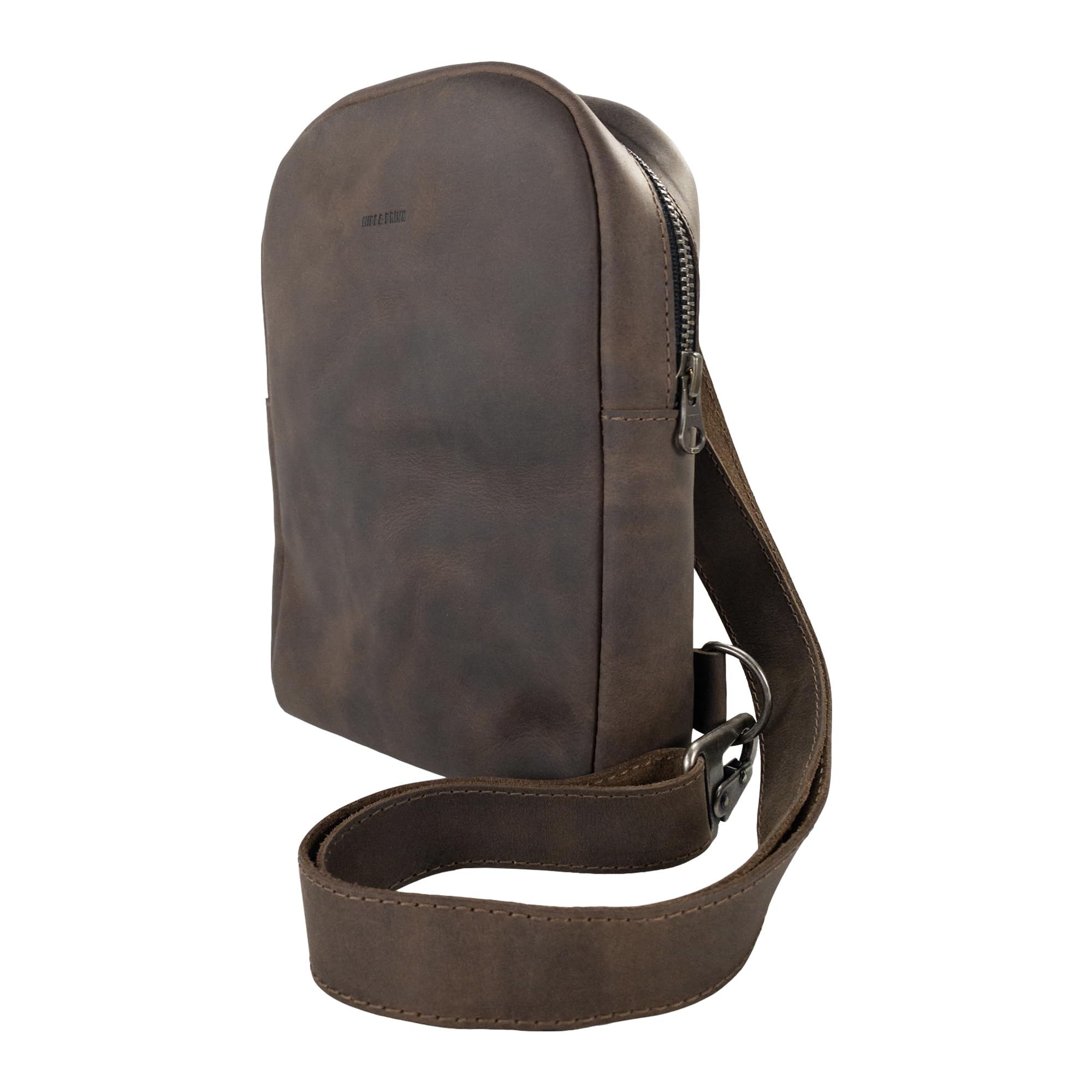 Bolso cruzado redondeado con correa ajustable, bolsa tipo mensajero, accesorio de viaje, cuero de grano completo, hecho a mano, marrón bourbon, Bourbon Marrón 8