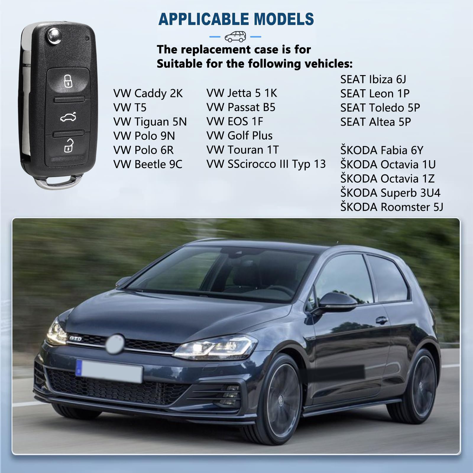 2 sztuki obudowy kluczyka samochodowego do VW Golf Mk6, Tiguan, Polo, Passat, CC, Seat, Octavia z narzędziami do demontażu