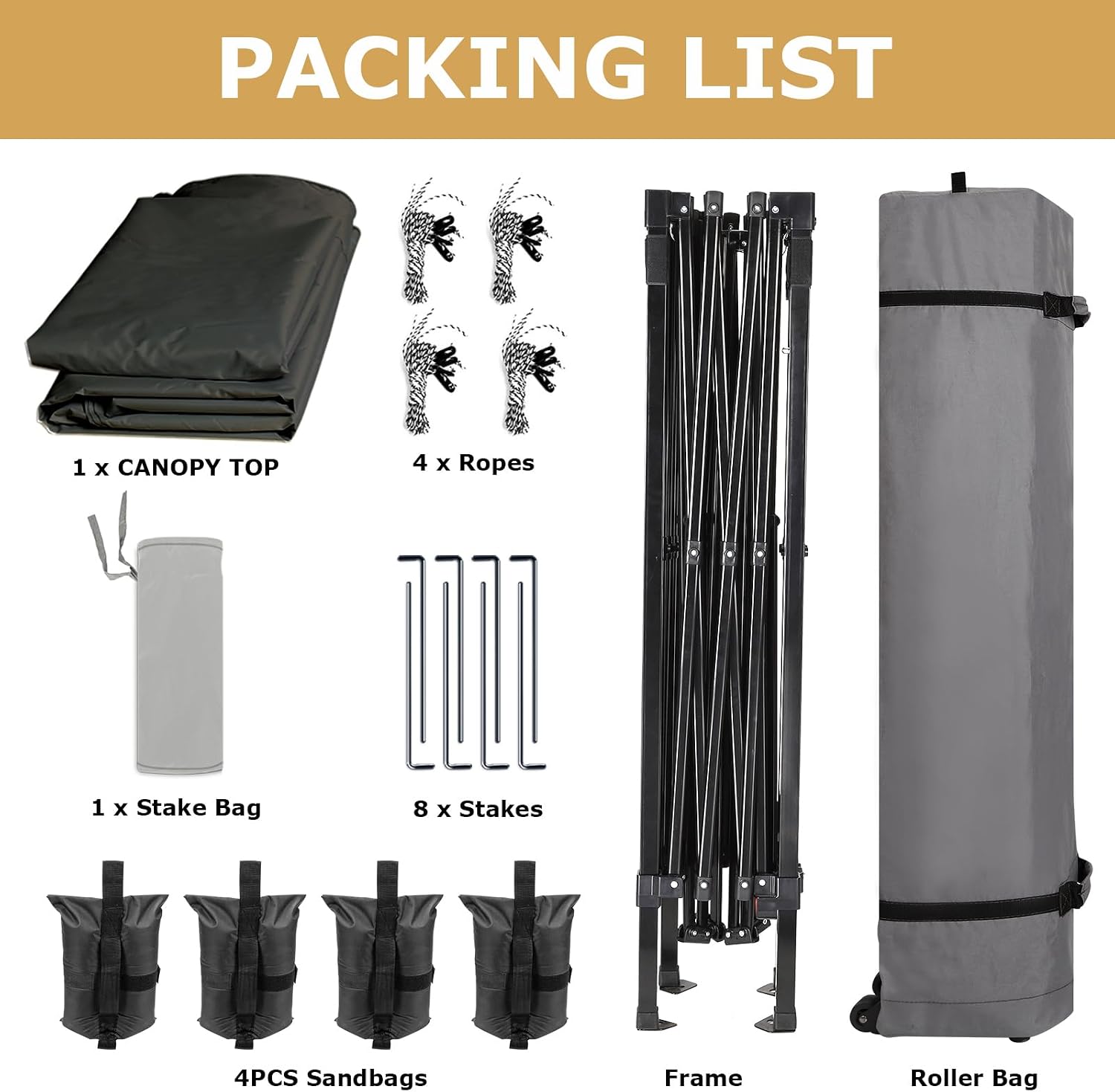 Leader Accessories Pop-Up Canopy Tent 10'x10' Canopy Instant Canopy Straight Leg Shelter with Wheeled Carry Bag, Grey