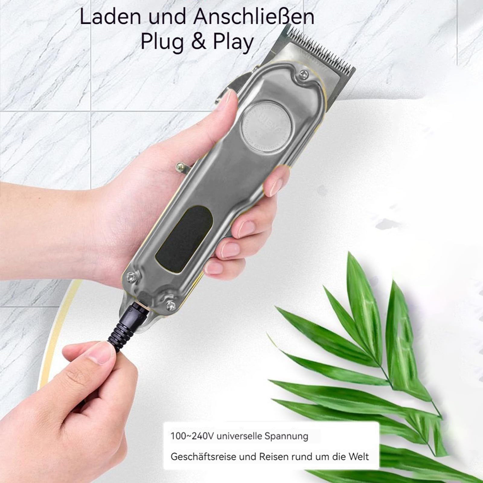 ProTrim 2.0 Haarschneidemaschine mit Präzisions-Edelstahlklingen – LED-Display, Abwaschbare Klingen & Kraftvoller Motor für Gleichmäßige Schnitte bei Haar und Bart