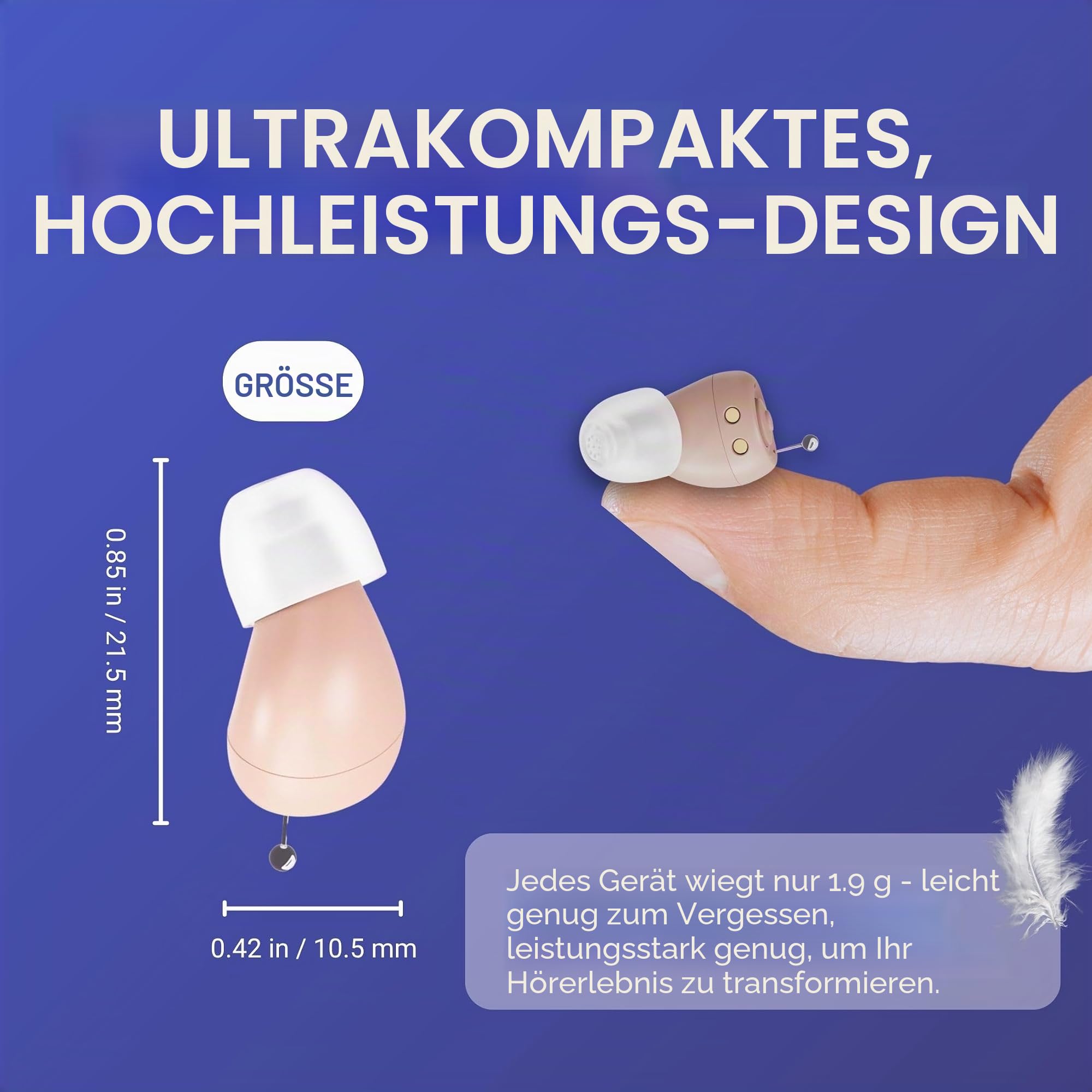 Sonorizon Hearing Soundverstärker, wiederaufladbares digitales In-Ear-Gerät mit adaptivem Sound-Boost, 20-Stunden-Akku, fast unsichtbare Hörverstärkungsknospen für Erwachsene und Senioren