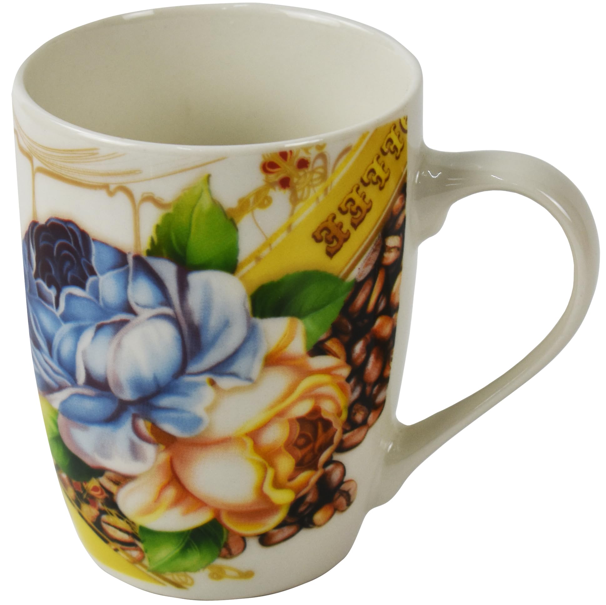 Catergold Mugs Set Coffee Tea Hot Chocolate Milk Tumbler Large Mugs for Multipurpose House Office Cafes Use Ideal for Gifting Tableware (Blue&Yellow 1pc 310ml)
