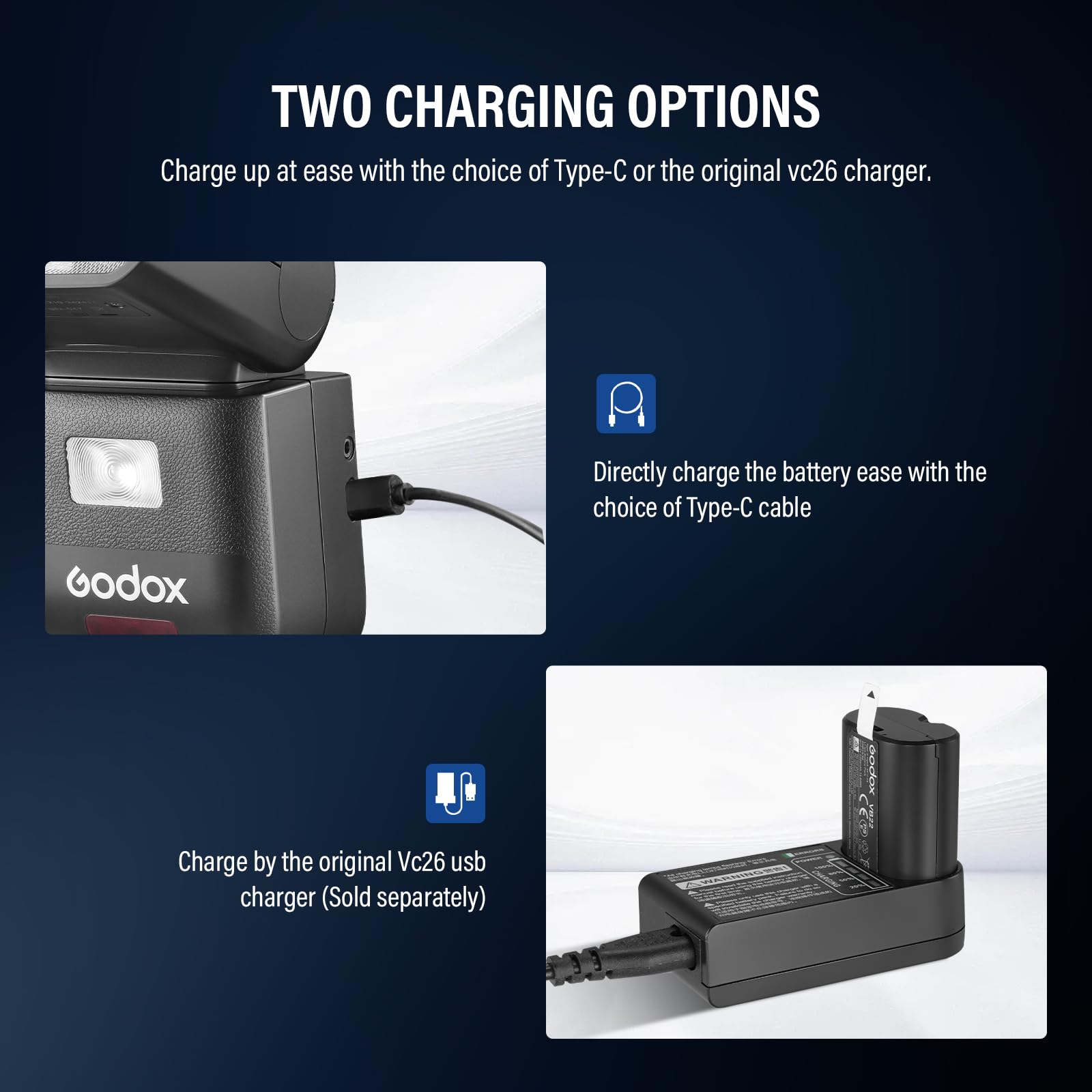 Godox Batteria al Litio VB22 Battery 7,2 V 2200 mAh compatibile con Flash Fotocamera V480 V350