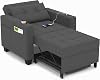 duringpace 99 cm sleeping chair 3-in-1 convertible chair bed extendable sleeping chair sofa bed with usb ports side pocket drink holder for small space (dark gray)