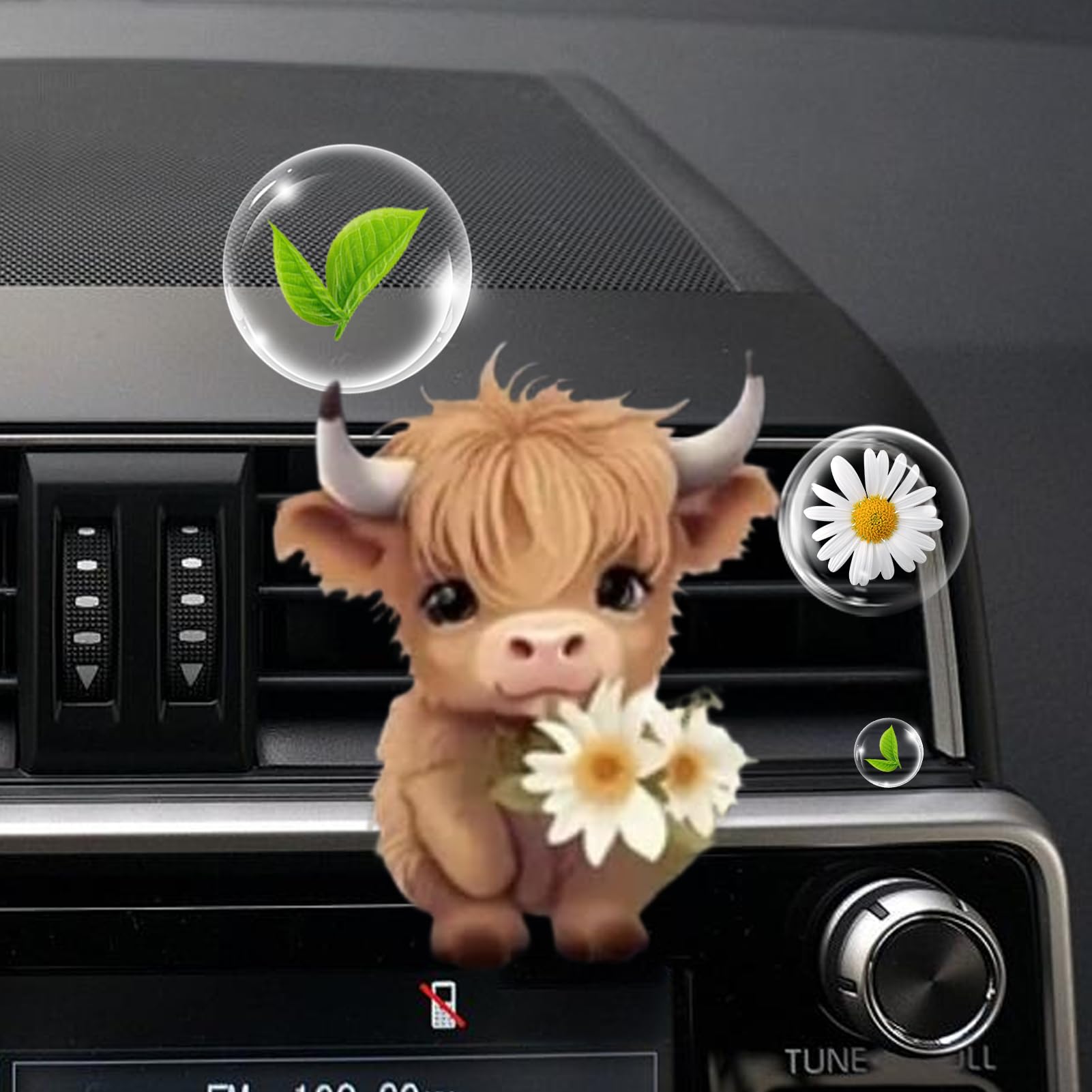Clips De Ventilation Pour Désodorisant De Voiture – Diffuseur En Acrylique En Forme De Vache Des Highlands, Clip Décoratif Pour Parfum, Parfum De Véhicule Compact, Design Léger Monté Sur Grille D'aéra