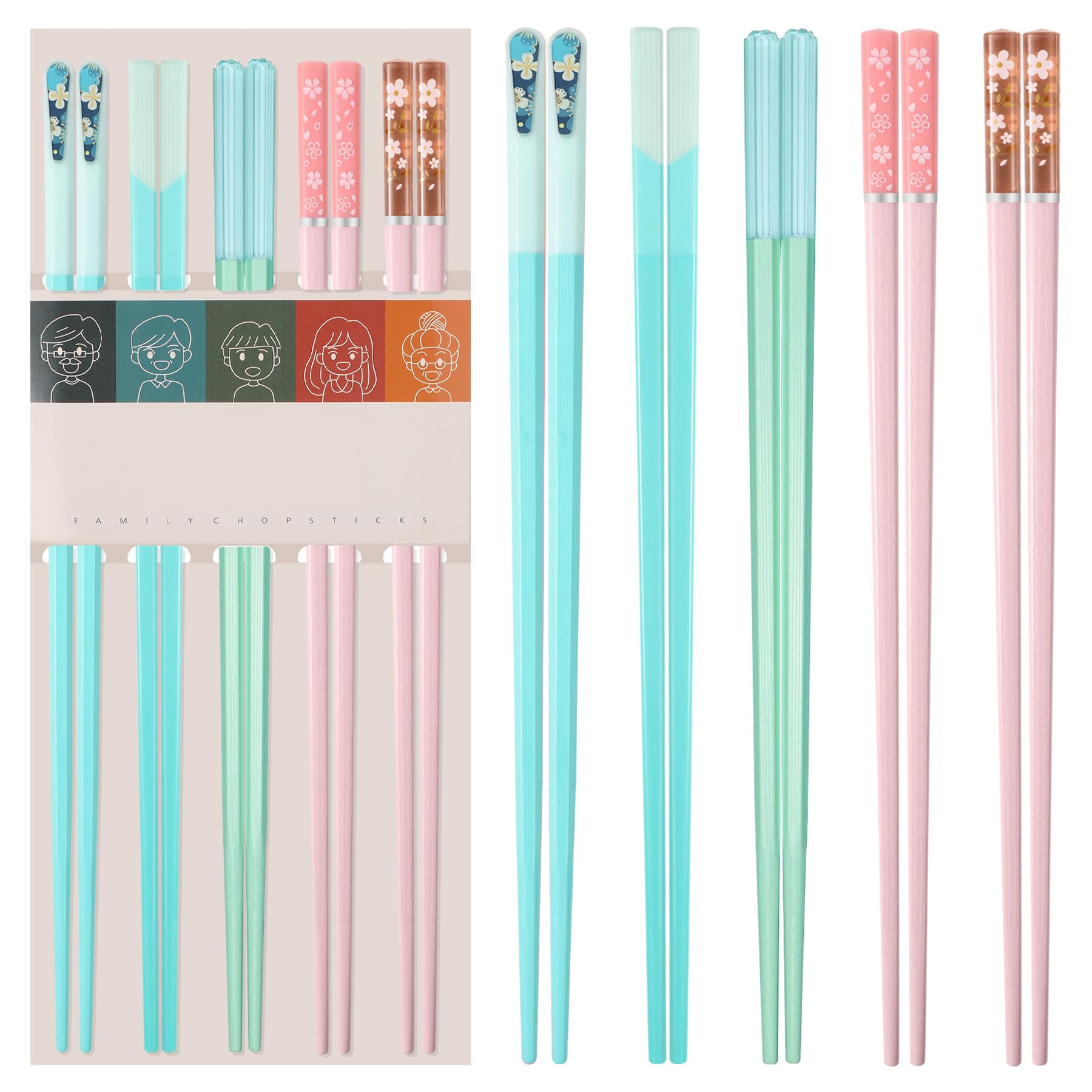 5 Pairs Pink Fiberglass Chopsticks, Non-Slip Reusable — Amazon image 16