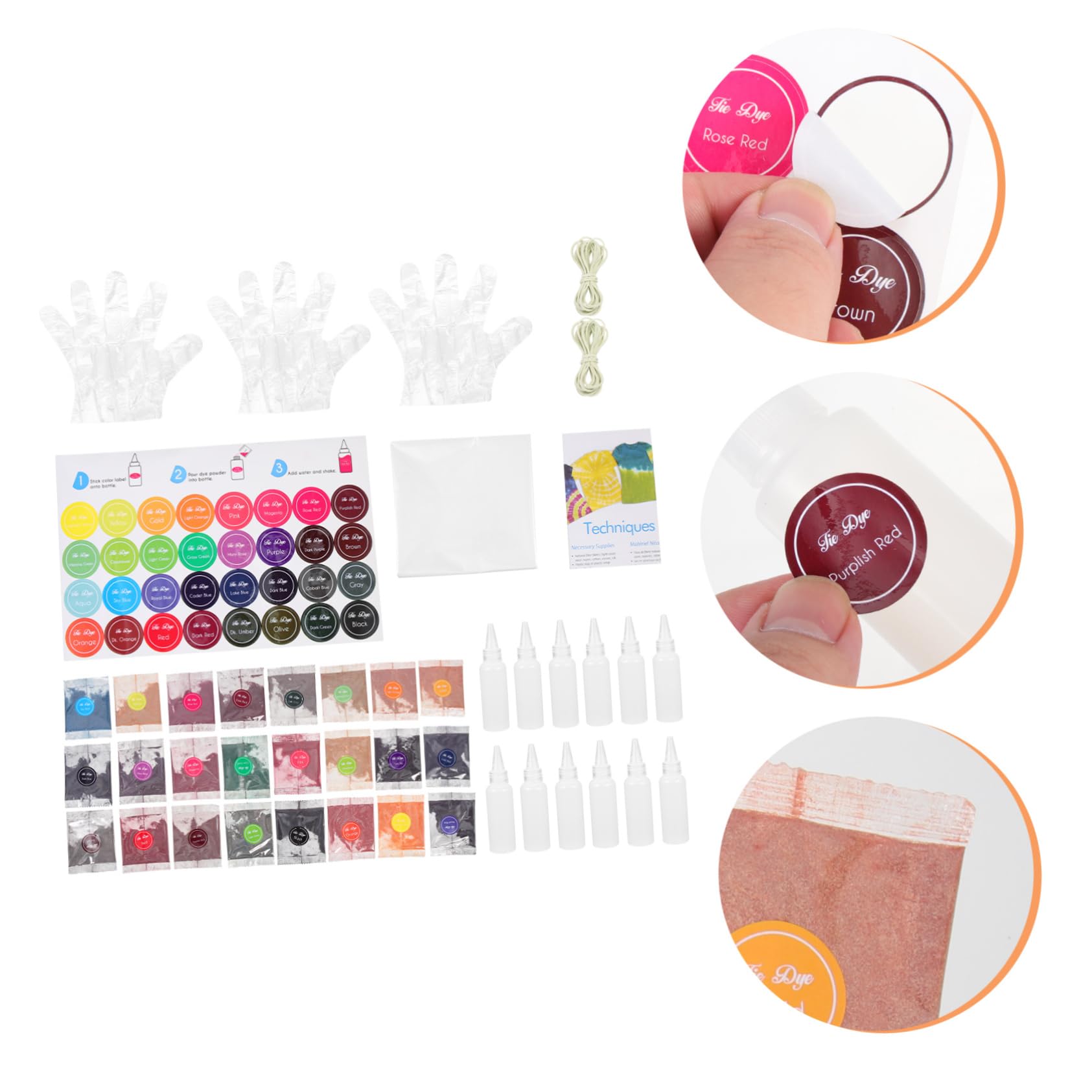 Artibetter Traje Teñido Anudado Polvo Para Teñir Kit Para Teñir Mayor Para Fiestas De Teñido Nudos Suministros Para Ropa