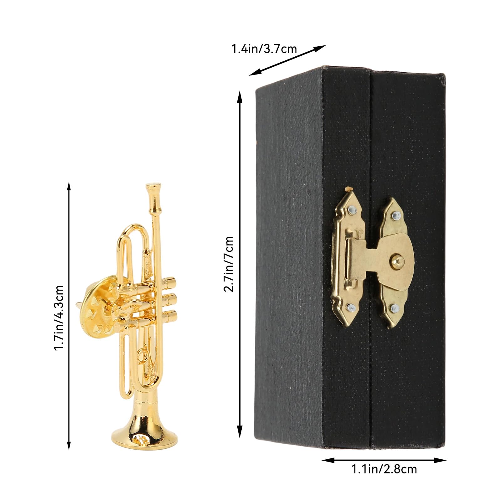 Broche de Saxophone, 4.3cm Broche Miniature Trompette Revers en Laiton Doré, Broches Instrument de Musique avec Boîte de Rangement Doublée de Velours Rouge