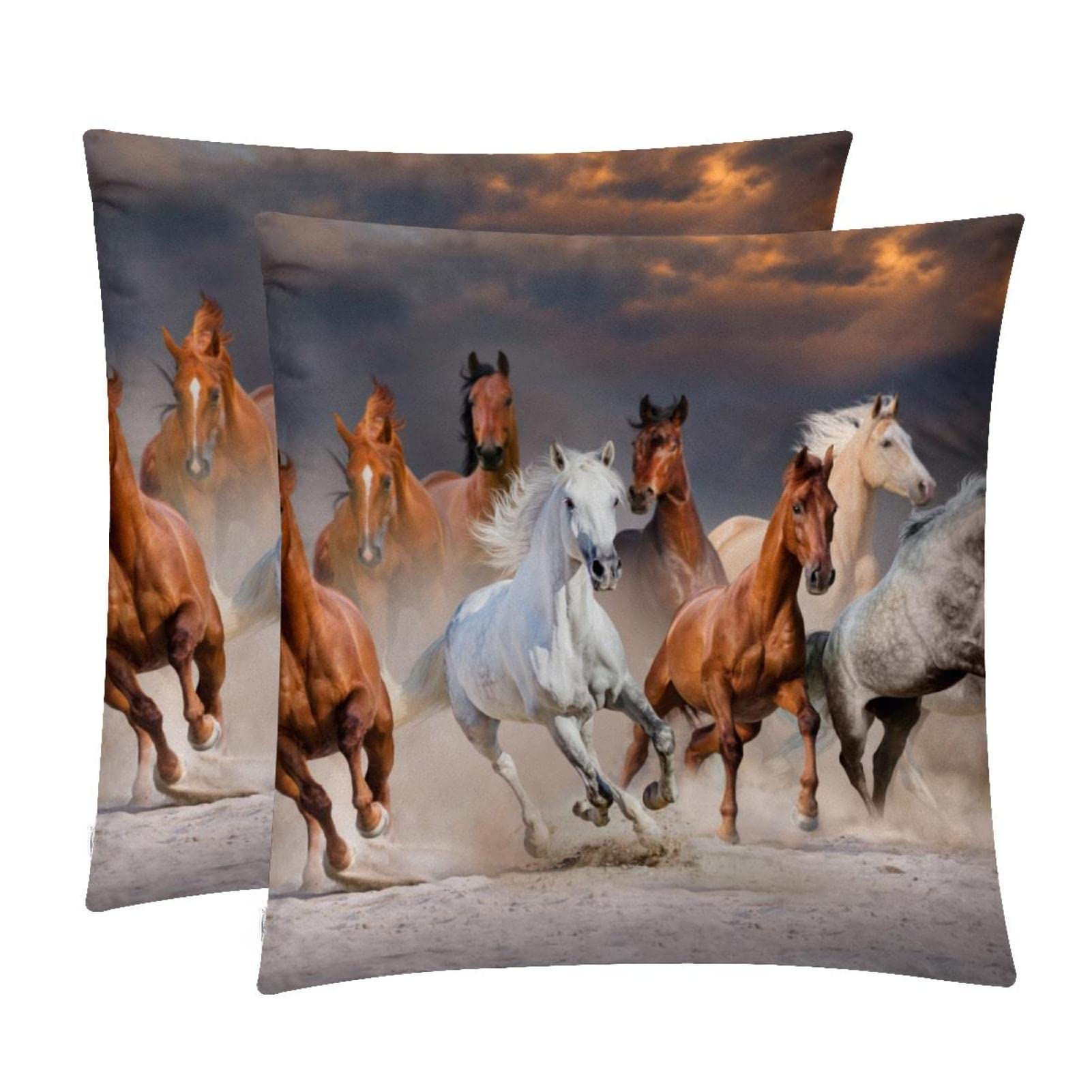 Housse de coussin lombaire chevaux pour une ambiance douce