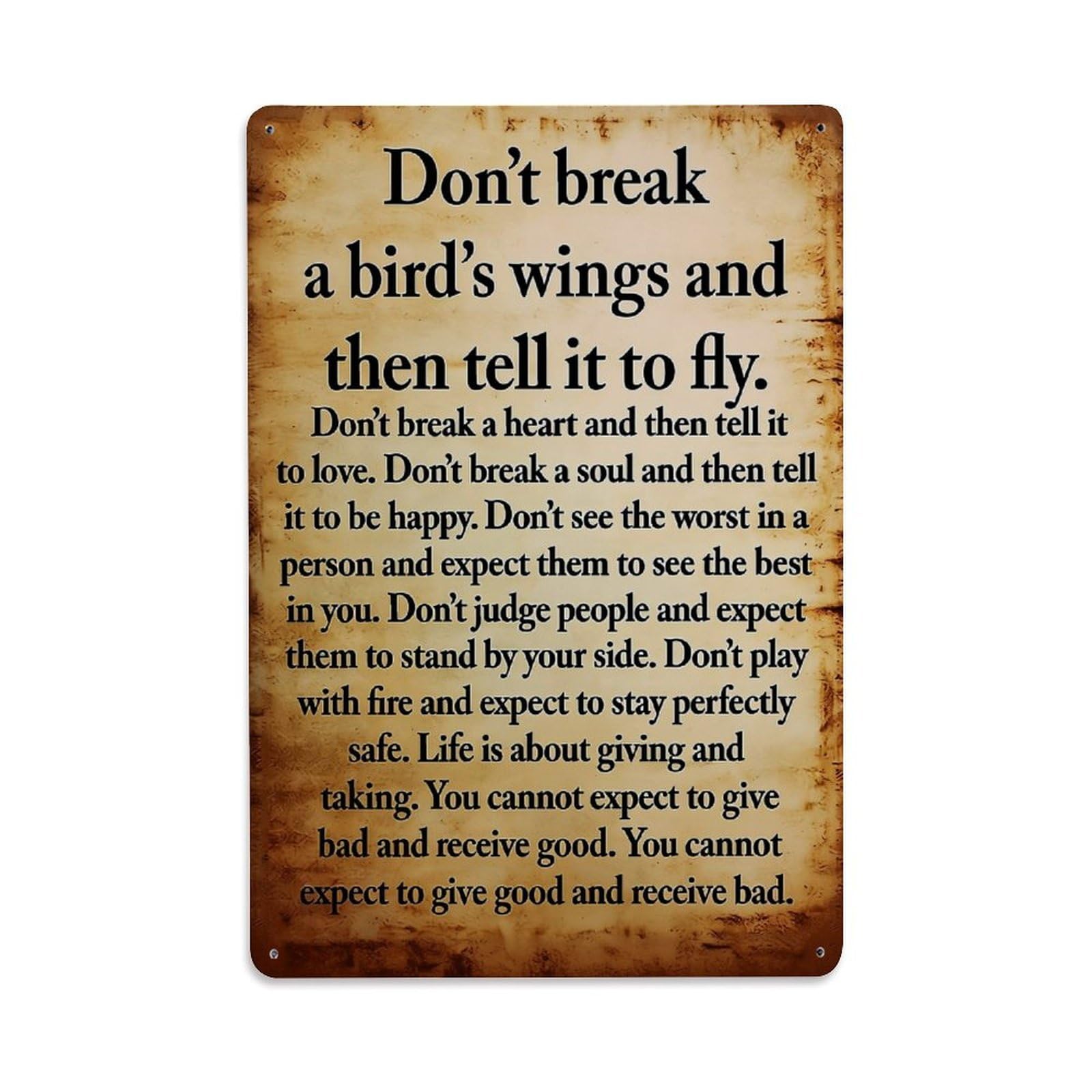 Nestemfo Vintage Inspirational Quote Text On Parchment_1 Tin Sign Metal Sign, Living Room,Bar, Home, Bedroom Wall Decor,Retro Metal Poster 8X12 Inches