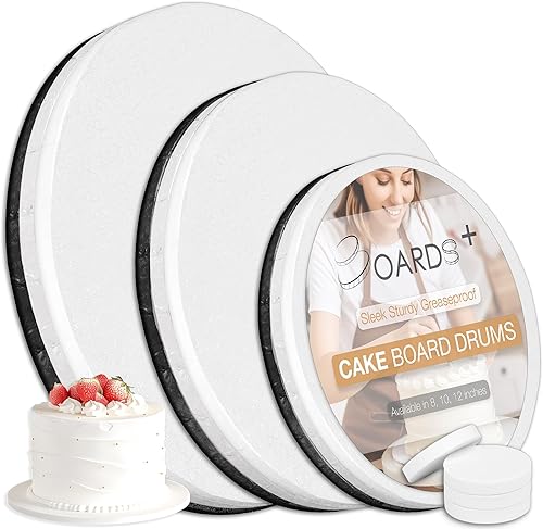 Miniatura 8 de Paquete de 9 tambores de tablero para pasteles de 8, 10 y 12 pulgadas en color blanco, plateado y dorado, herramientas de apoyo gratuitas incluidas,