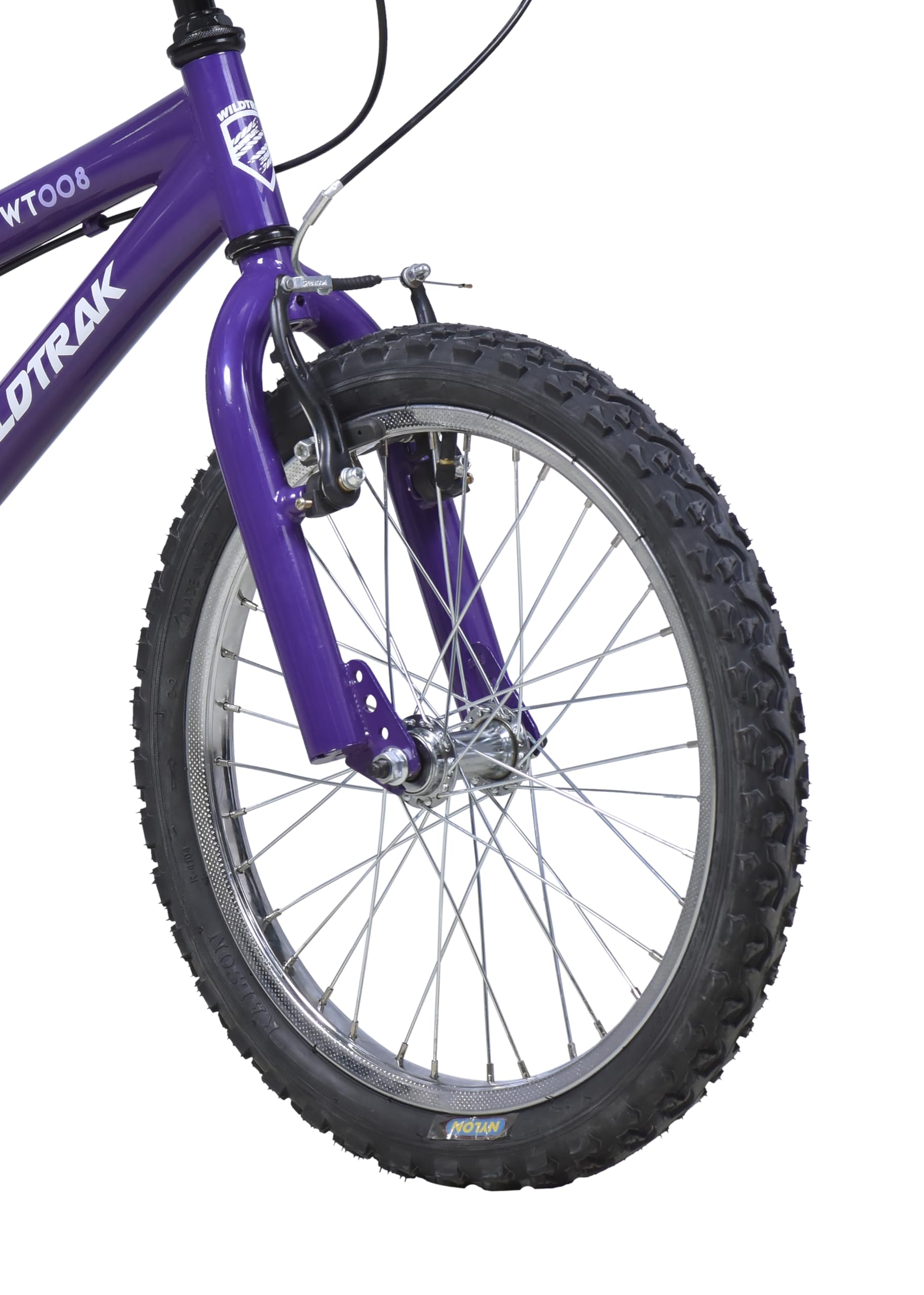 Wildtrak - Bicicletta da 18 pollici per bambini dai 6 agli 8 anni con freni regolabili - Viola
