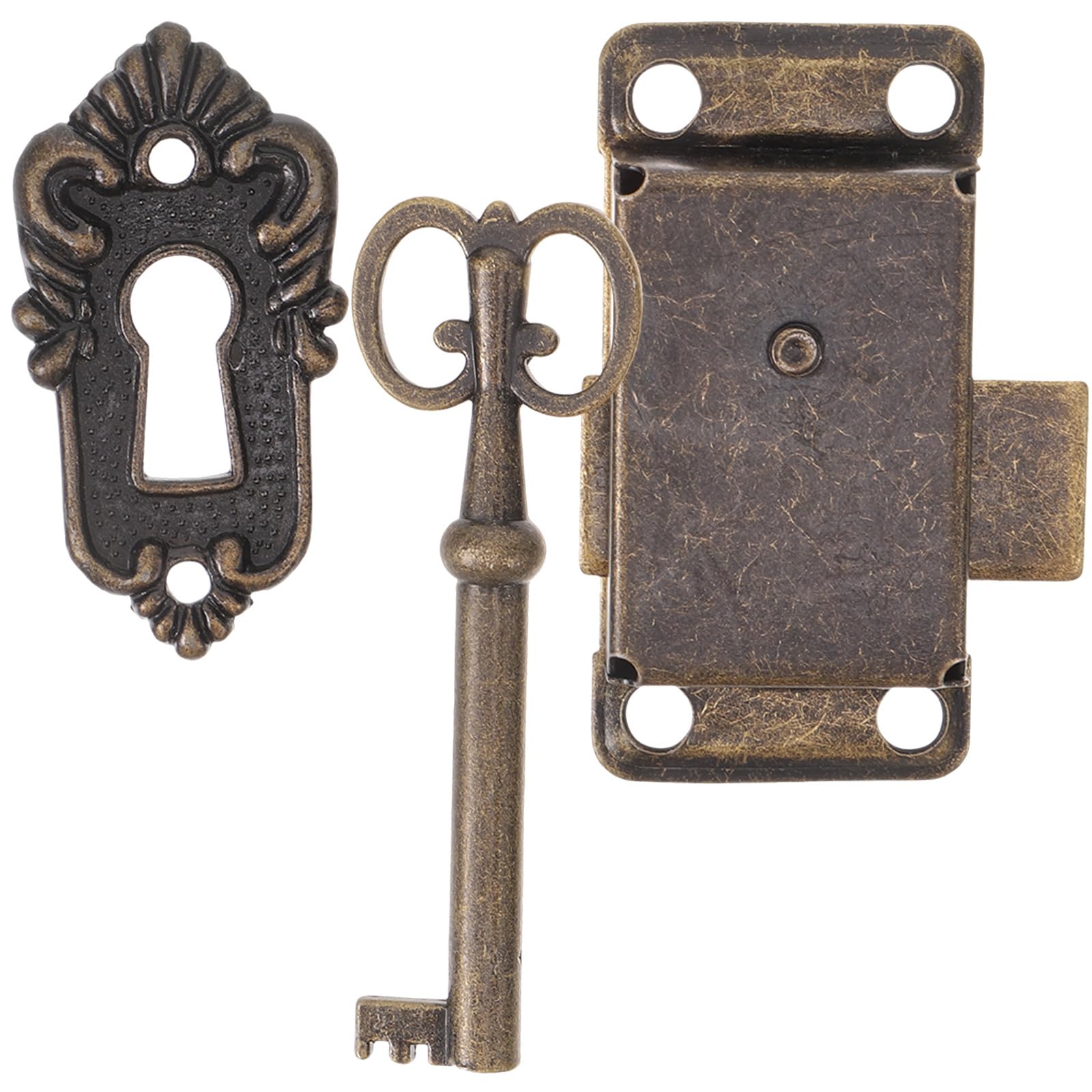 Gadpiparty Antique Lock 1 Set Set Desk Locks for Drawers with Key with Key Antique Cabinet Lock and Three piece Suit Liquor Cabinet Lock Cupboard Locks for Adults Old Fashioned Furniture - Image 2