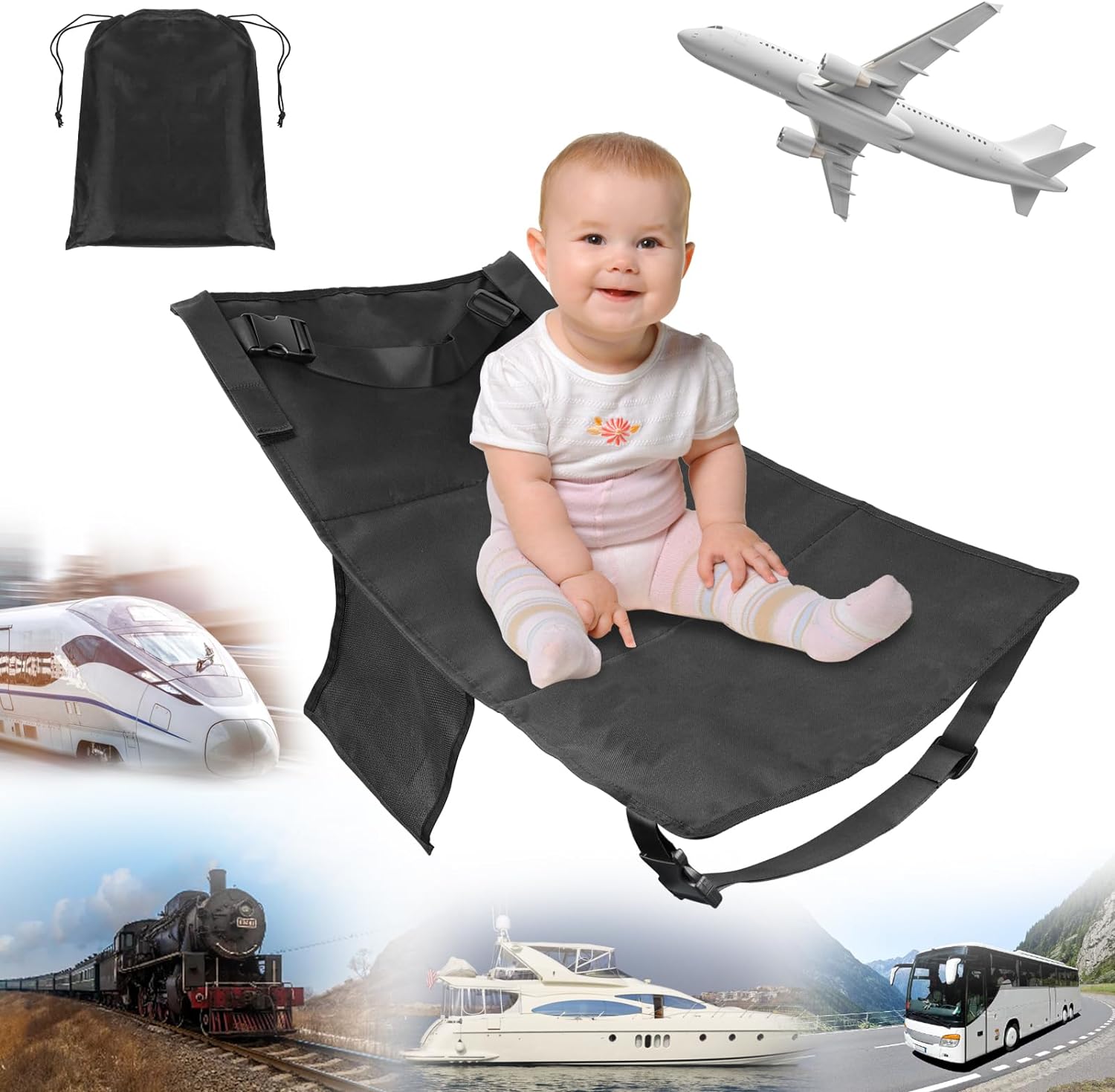 Kelav Flugzeug Sitzverlängerung Kinder - 76x42cm Faltbarer Schlafplatz Für Flugreisen