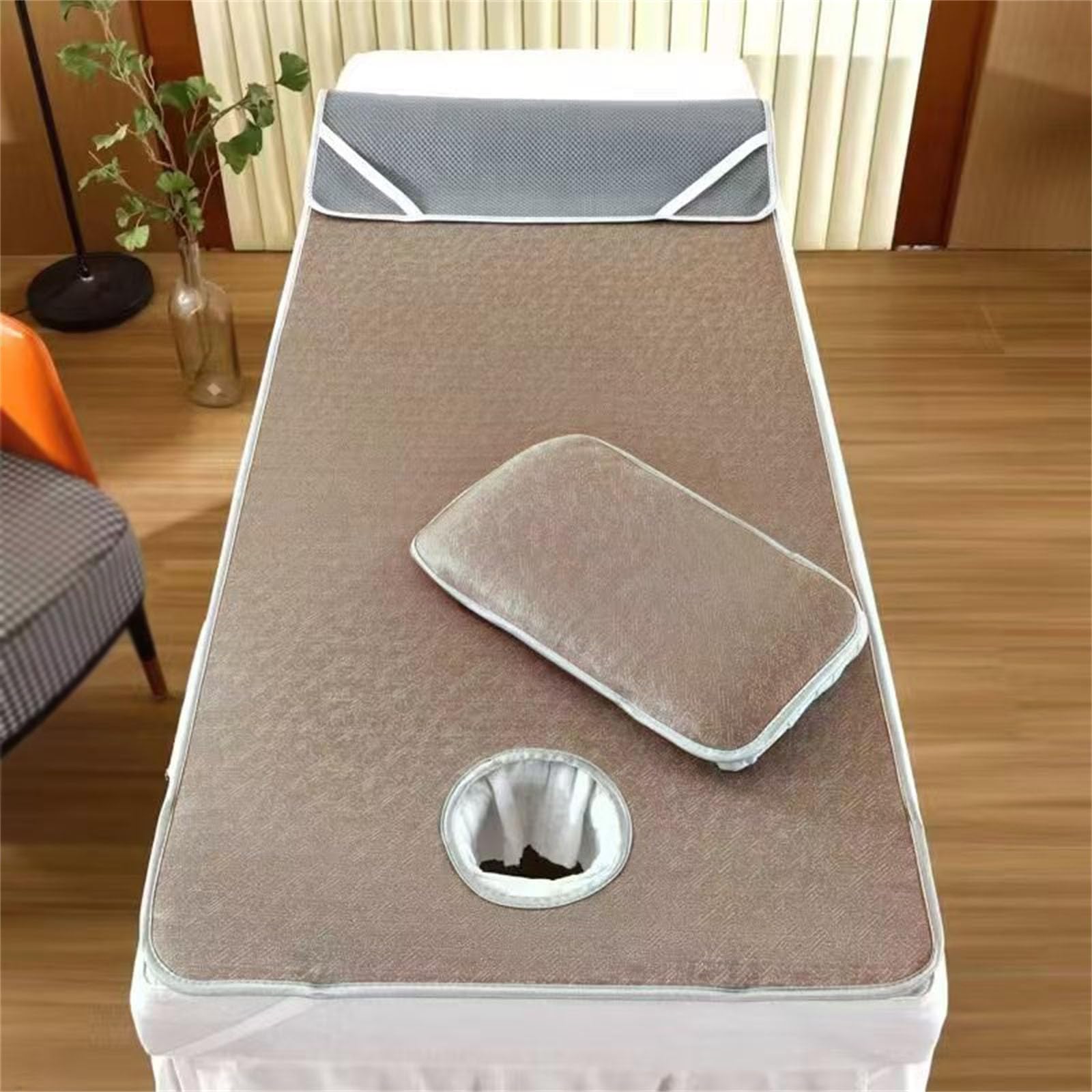Cubrecolchón de mesa de masaje acolchado con agujero facial para camilla de spa estándar