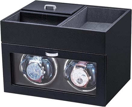 Mcbazel Double Watch Winder with Storage Box, Quiet 10dB Motor, LED Light