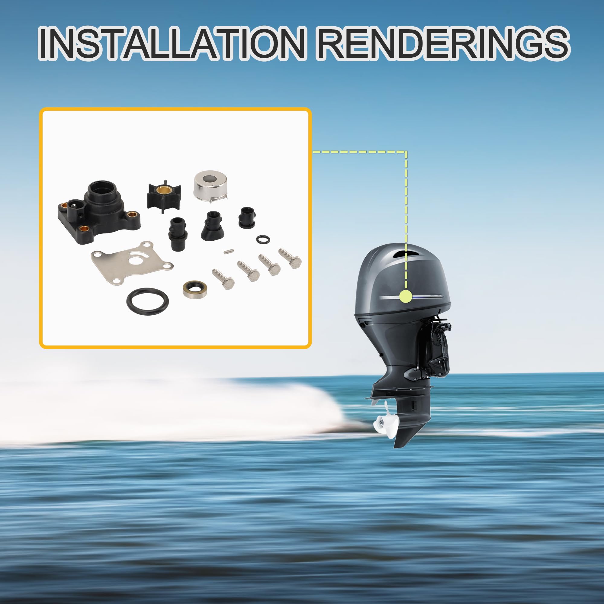 GOOFIT Kit de Reparación del Impulsor de La Bomba de Mantenimiento en Alta Mar Reemplazo para Johnson Evinrude BRP 9.9 10 15 HP Motores de 2 Tiempos Fuera de Bordo 1976 - UP Motores