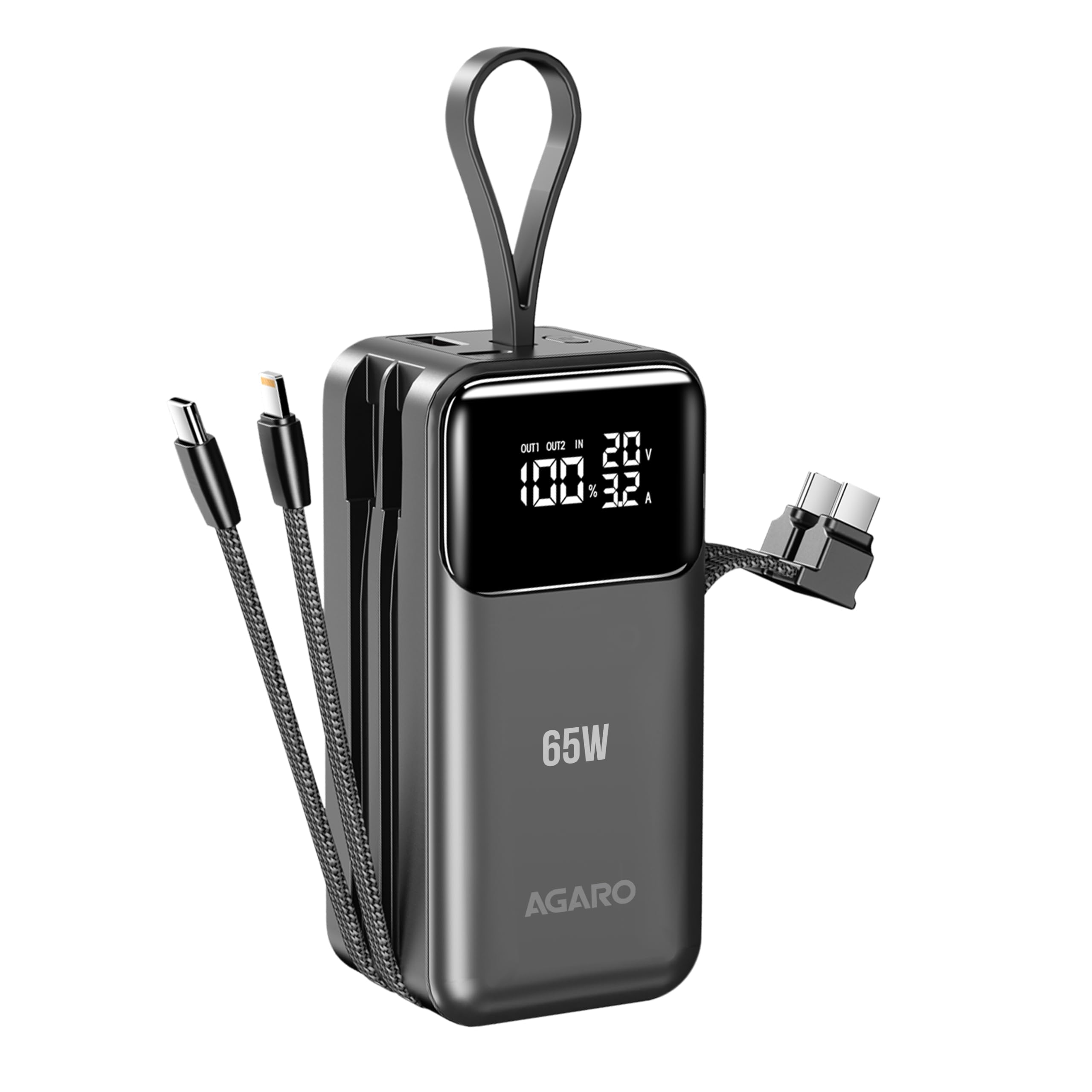 AGARO 20000 mAh 65W 4-in-1 Power Bank (Type-C & Lightning Cable, USB-A & Type-C Port), Fast Charging for Laptop, Mobile, Tablet, iPad, smartwatch, earpods, iPhone, Android, Surface-picture-17