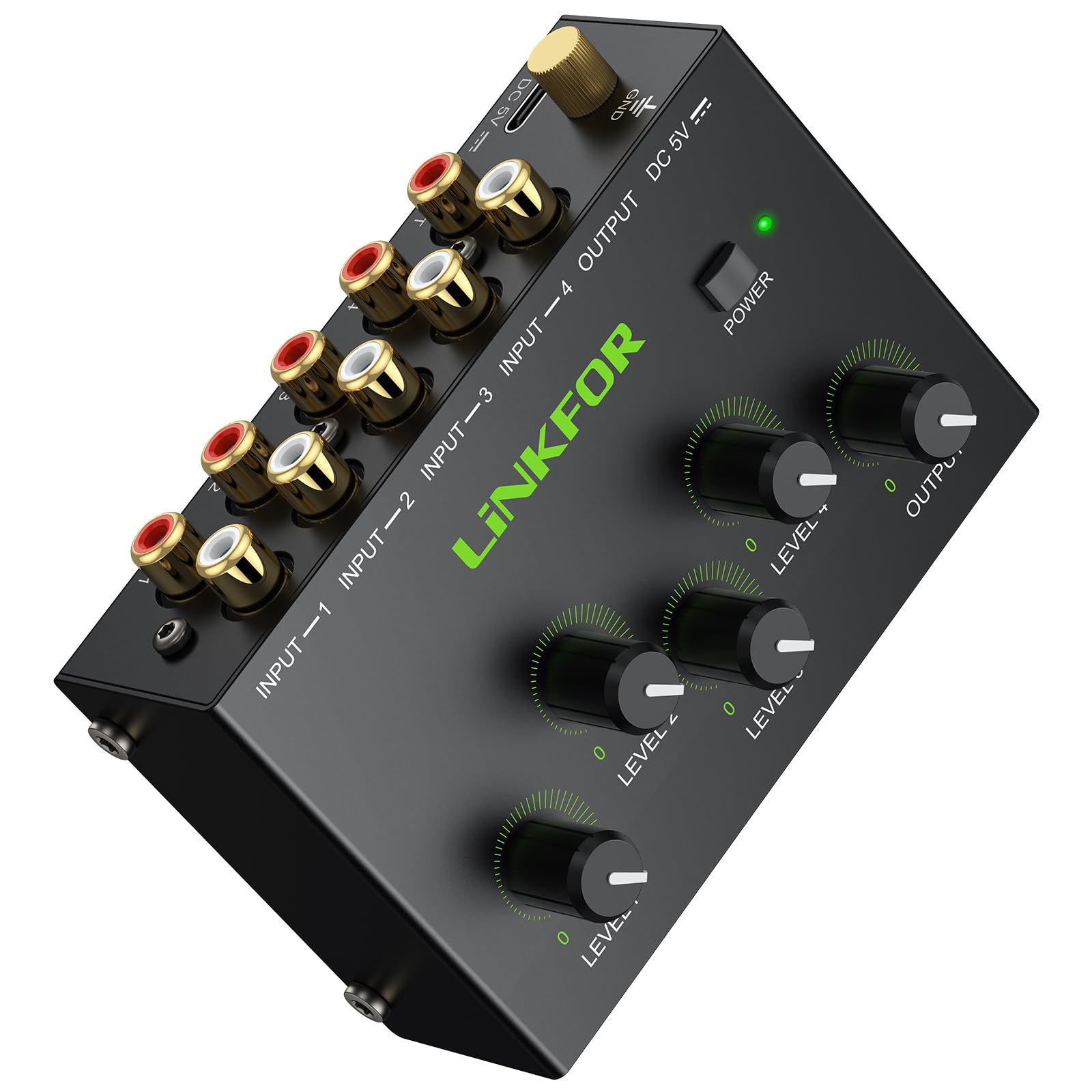 Amazon | LiNKFOR オーディオミキサー 4チャンネル RCA ミニステレオ