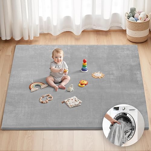 Blissful Diary Tapete de juego ultra suave para bebé, 71 x 59 pulgadas, extra grande, con funda extraíble y lavable para bebés y niños pequeños,