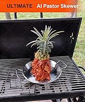 Vista 5 de Brocheta vertical para barbacoa – Al Pastor Pincho vertical para asador vertical para tacos Al Pastor, Shawarma, giroscopios, accesorio