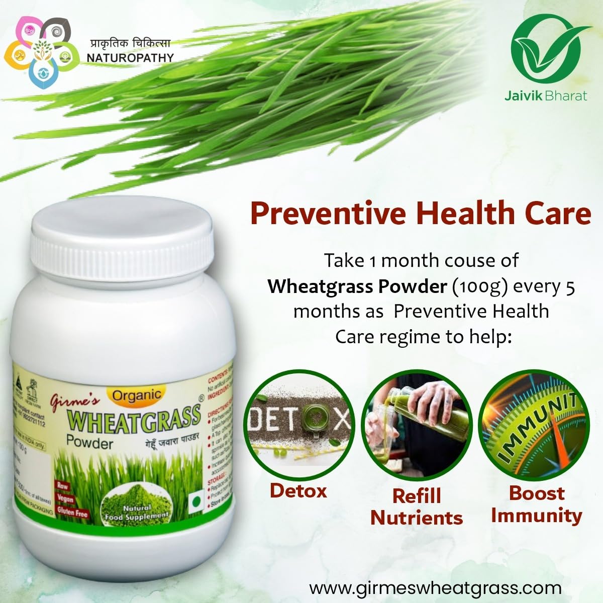Buy Now Girme’s Organicwheatgrass Powder – 100G Each Bottle (Pack Of...