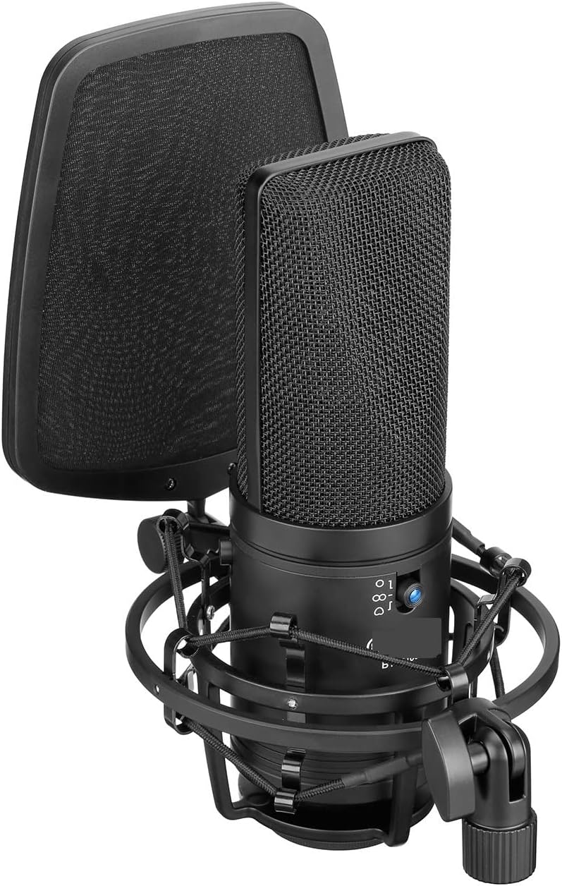 Amazon.co.jp マイク スタジオ ラージ ダイアフラム マイク ローカット フィルター カーディオイド コンデンサー マイクロ