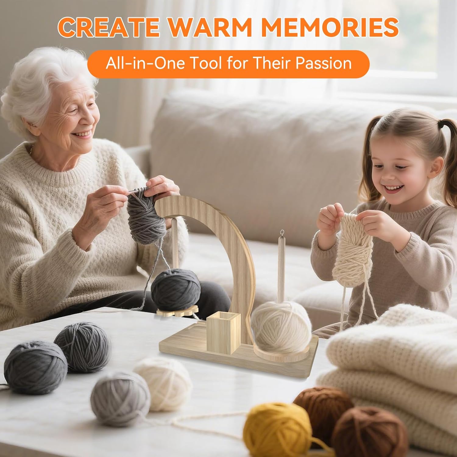 Yarn Holder for Crocheting and Knitting,Upgraded Rotating Yarn Spinner with 2 Spindles,Portable Wrist Yarn Holder with Phone Stand & Crochet Accessories Storage, Crochet Gift for Knitting Lovers