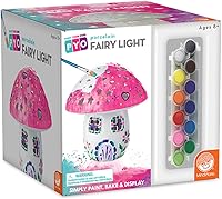Vista 1 de MindWare Paint Your Own Fairy Mushroom House Light - Craft Kit Includes 2 Tea Lights, Paint, Brushes and Instruction Guide