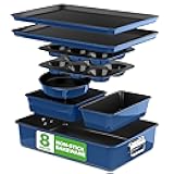 NutriChef 8-Piece Nonstick Stackable Bakeware Set - PFOA, PFOS, PTFE Free Baking Tray Set w/Non-Stick Coating, 450°F Oven Safe, Round Cake, Loaf, Muffin, Wide/Square Pans, Cookie Sheet (Blue)